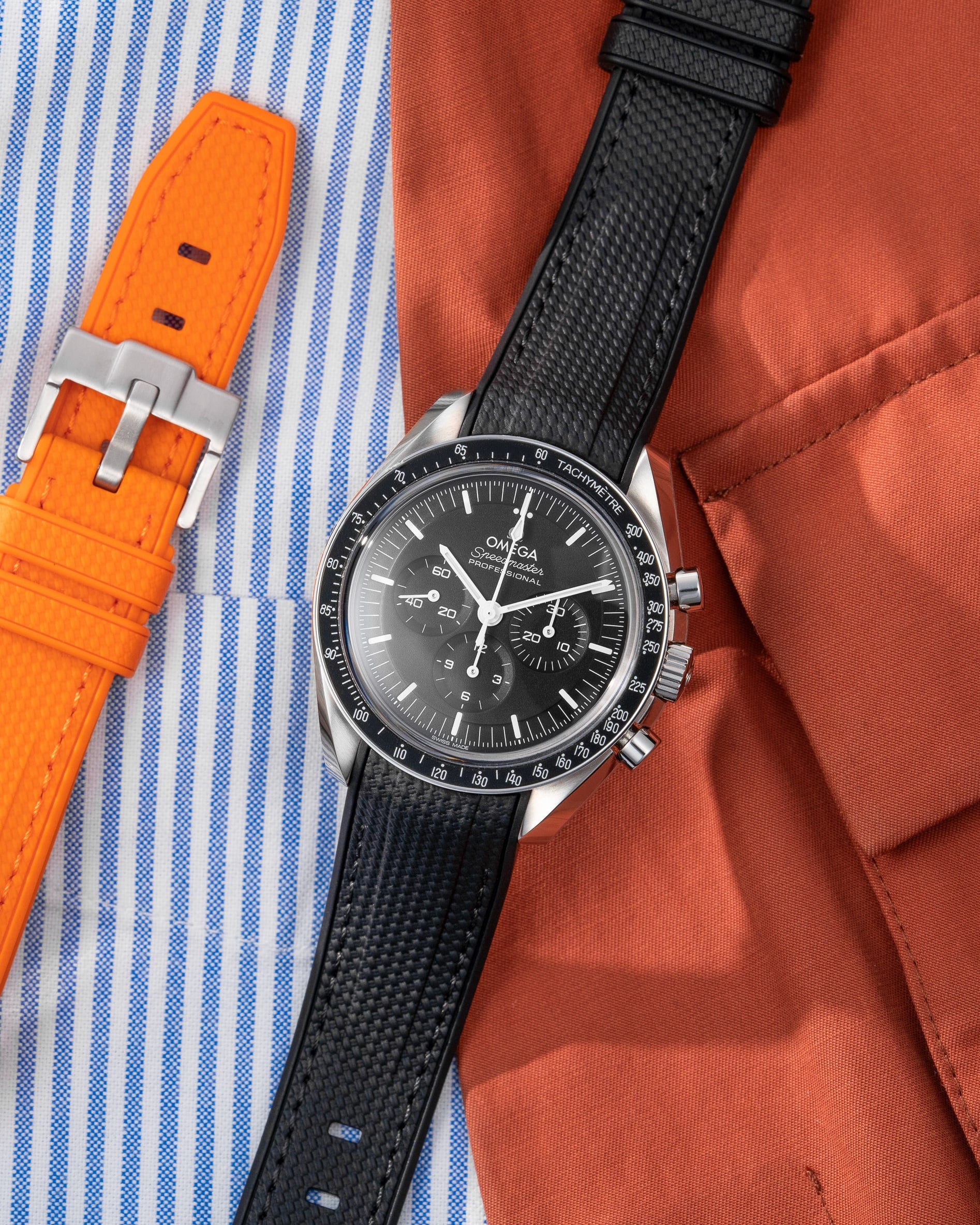 Omega Rubber Watch Strap watch band klockarmband uhrenband uhranarmband for Speedmaster MoonWatch Professinal Apollo 11 8 Ultraman Hesalite Sapphire Replacement speedytuesday speedy 57 sandwich dial 20mm what size strap for speedmaster 3861 watch strap for omega x swatch speedmaster moonswatch armband first watch on the moon first watch in space FOIS rubber UHRENARMBÄNDER Uhren Kautschukband cinturino in gomma black svart negro schwartz dark