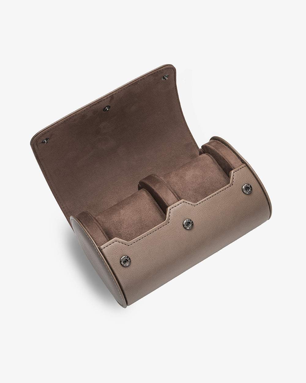 Opened and empety 2 Slot Watch Roll in taupe