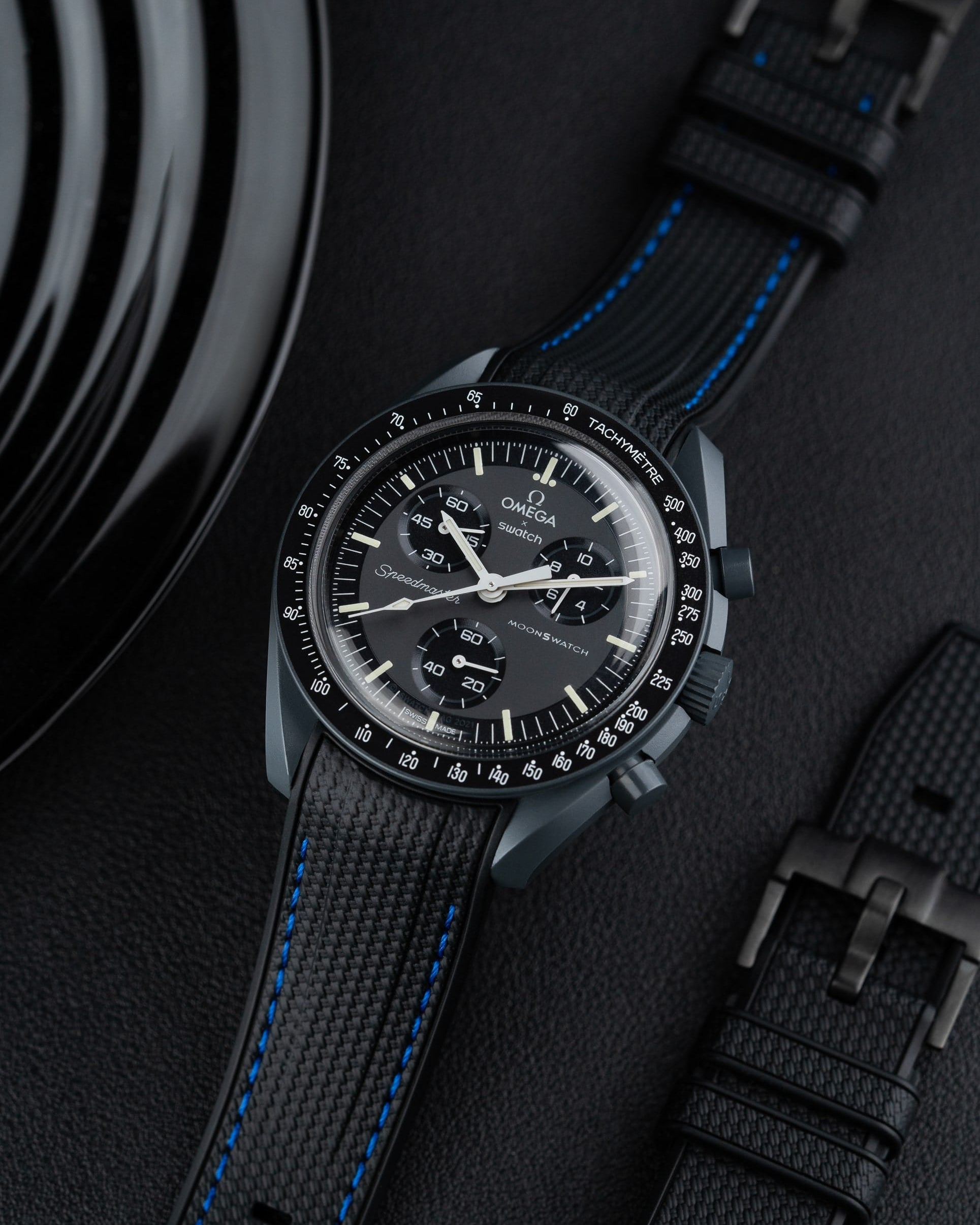 Omega X Swatch MoonSwatch Mission to Jupiter Moonwatch Speedmaster Professional Wristbuddys Wristbuddy Klockarmband klockband rubberstrap rubber strap straps for Mission to Mercury, mission to moon, moonswatches best rubber intergrated mission to moon mercury intergrated uhrenband bracelet Urrem bracelet de montre cinturino per orologio cinturino dell'orologio horlogeband correa de reloj Uhrenarmband Uhrarmband black schwartz svart negro