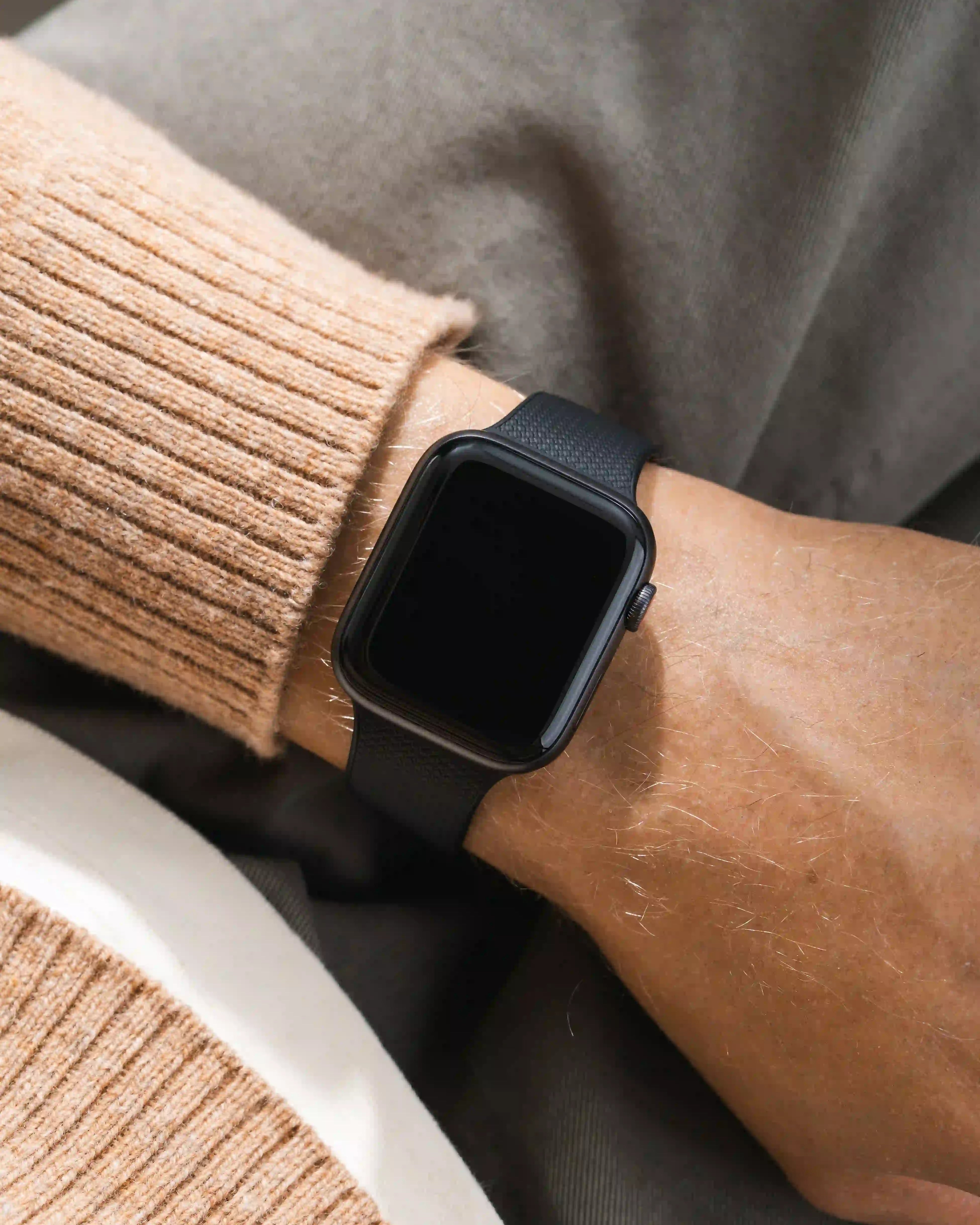 Black Apple Watch Band with Integrated Adapter wrist shot