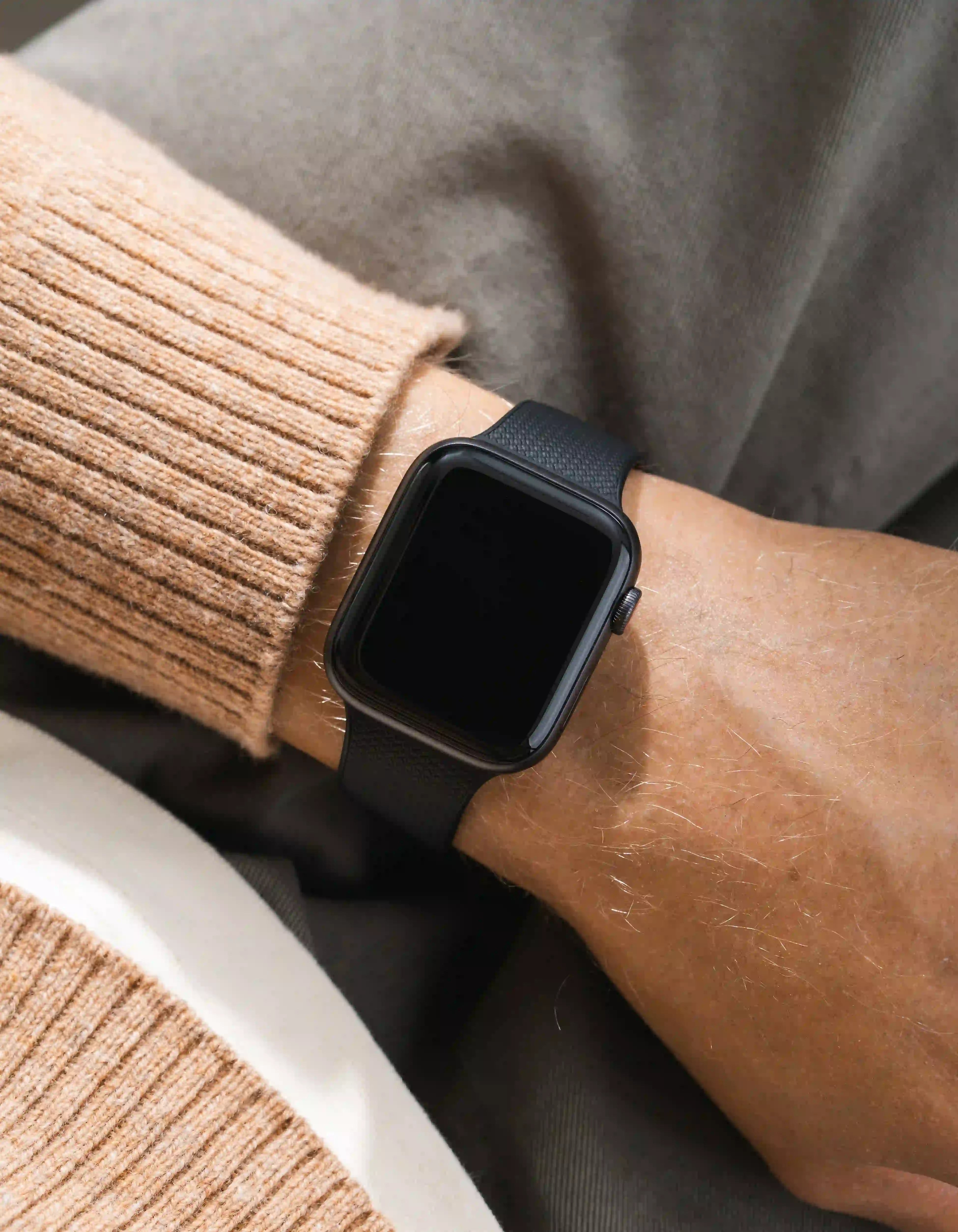 Black Apple Watch Band with Integrated Adapter wrist shot