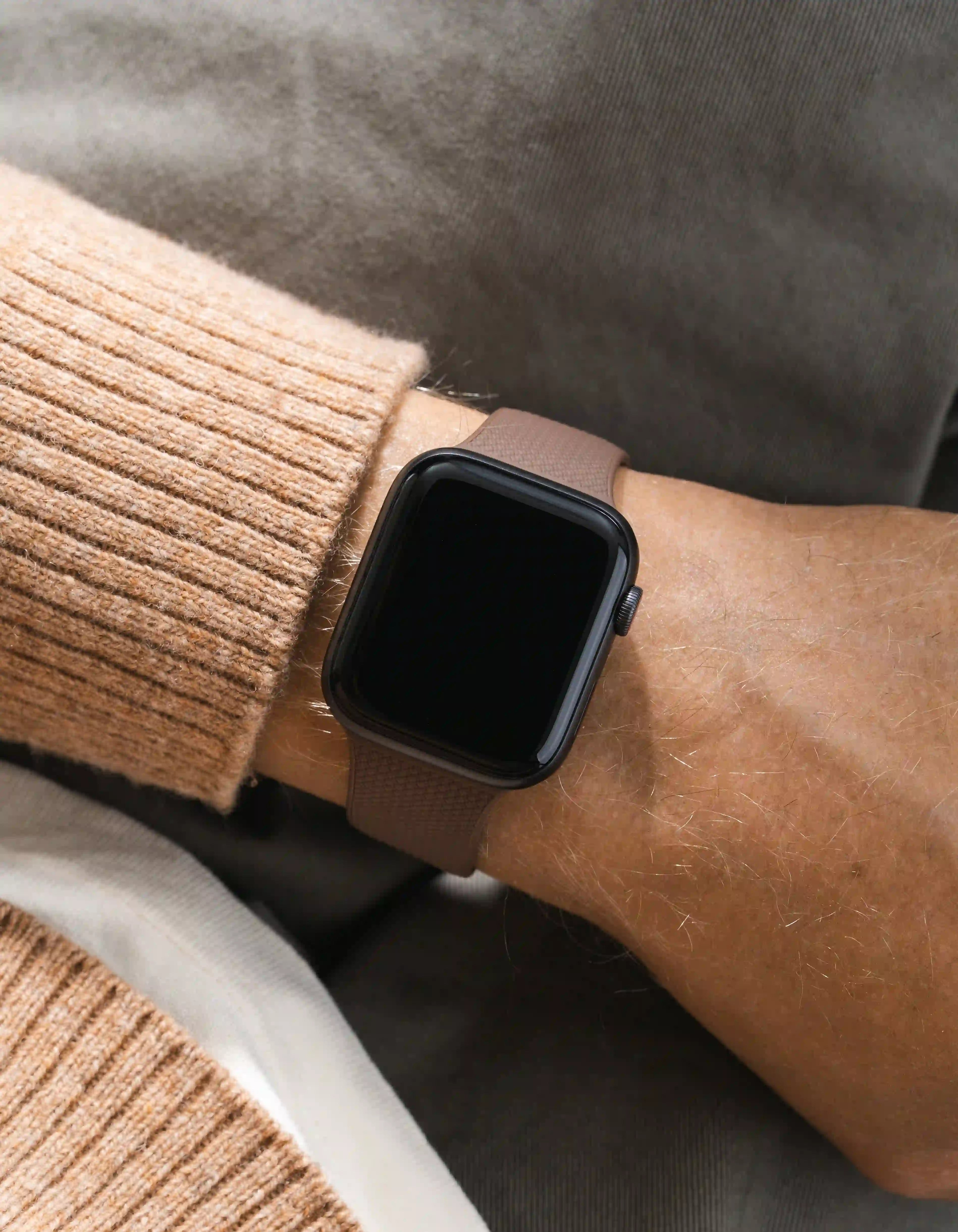 Brown Apple Watch Band with Integrated Adapter wrist shot