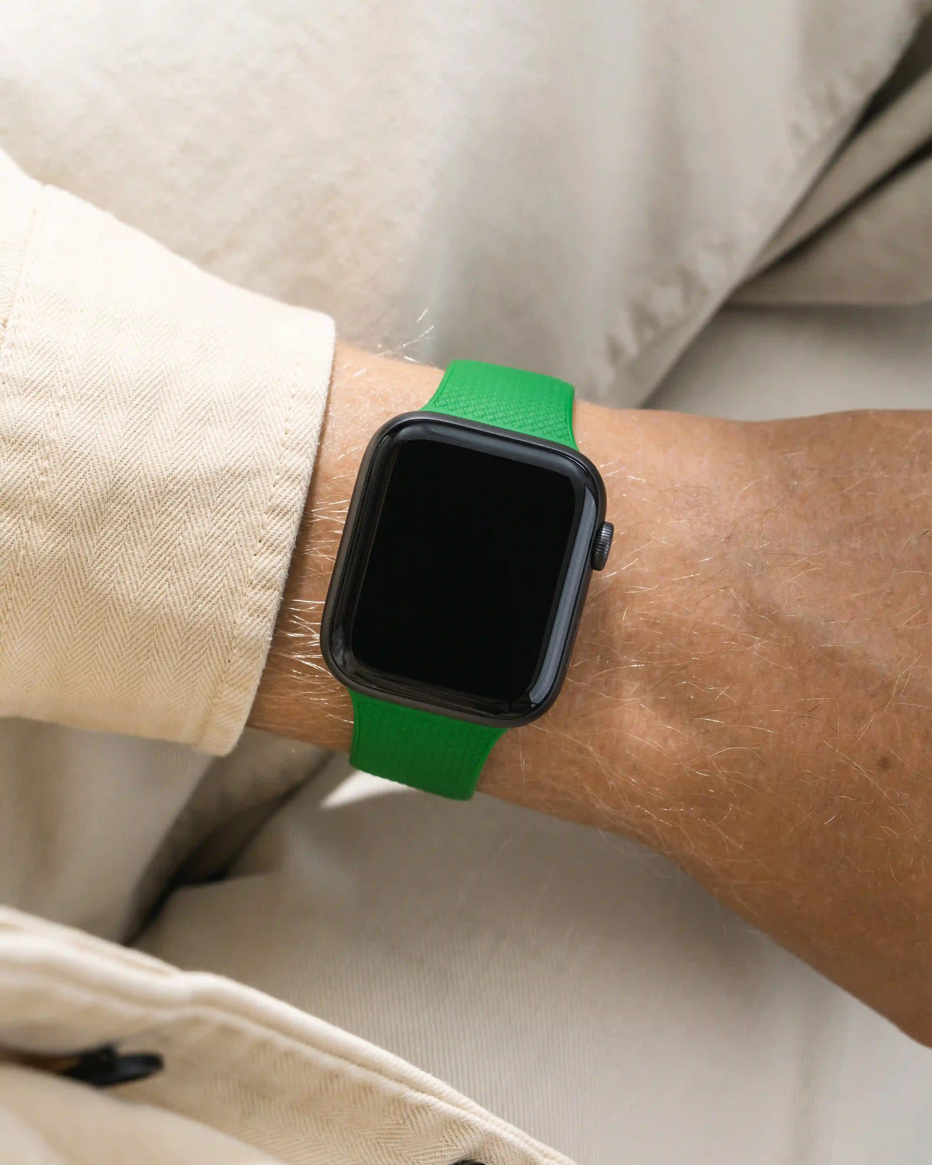 Green Apple Watch Band with Integrated Adapter wrist shot