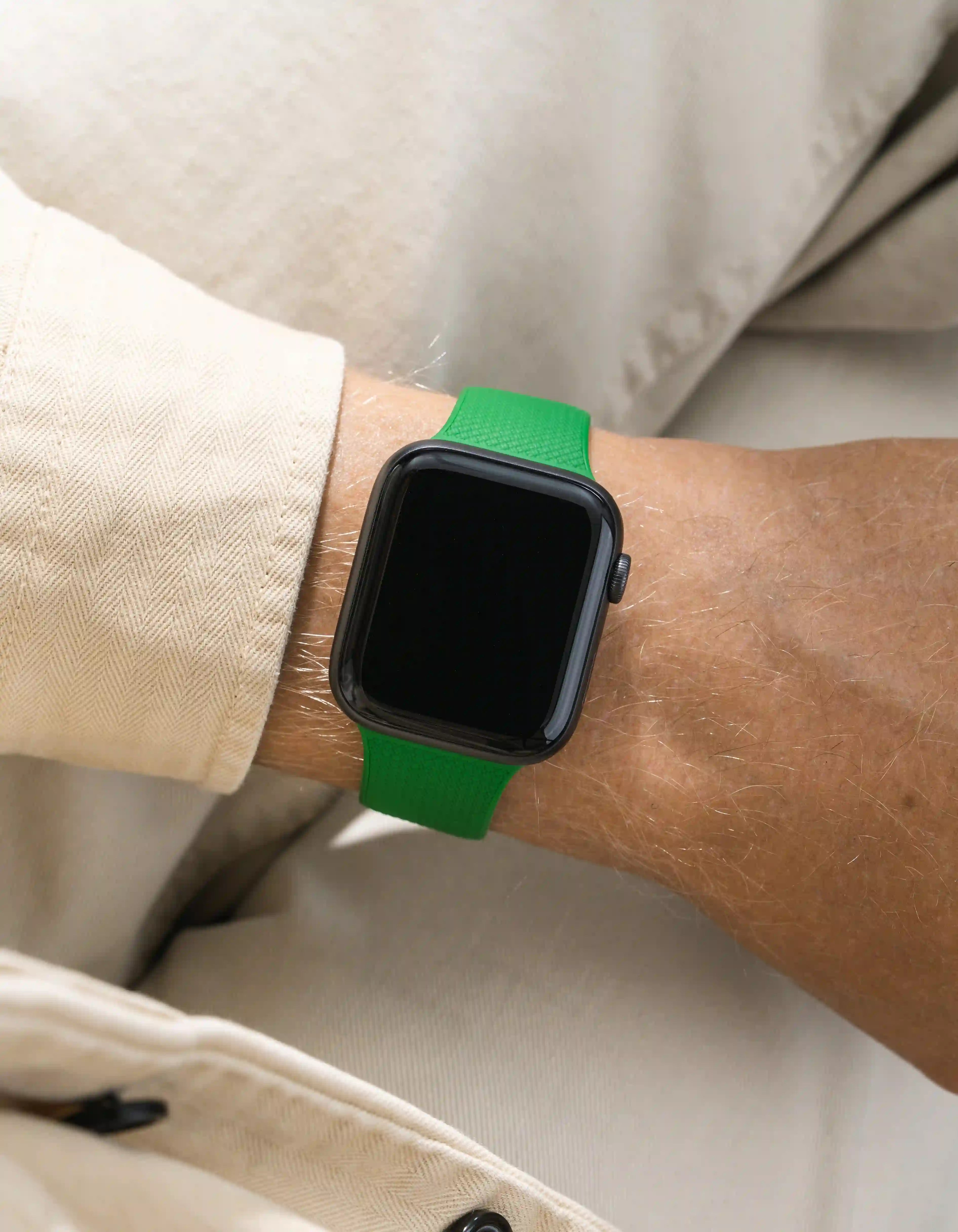 Green Apple Watch Band with Integrated Adapter wrist shot
