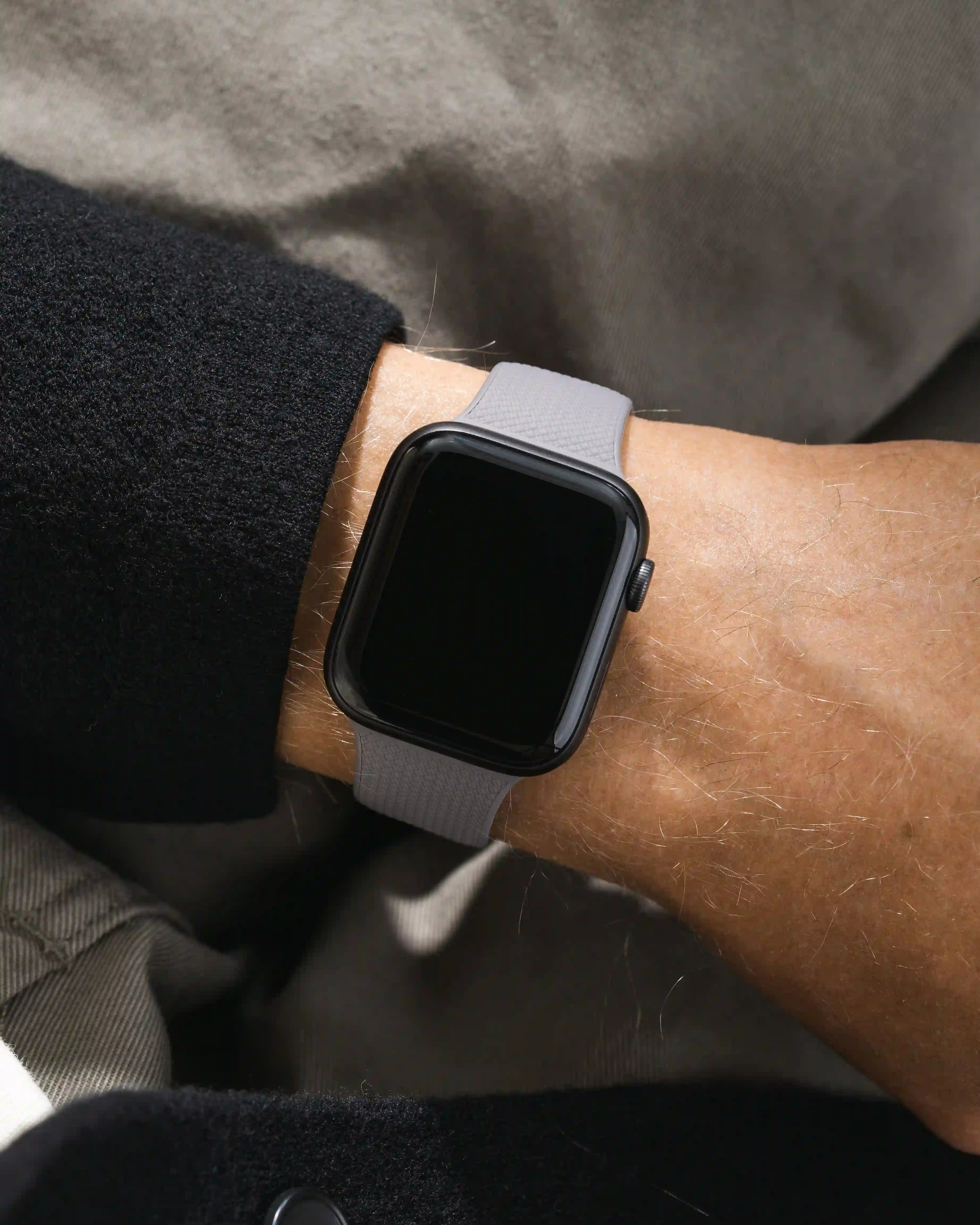 Grey Apple Watch Band with Integrated Adapter wrist shot