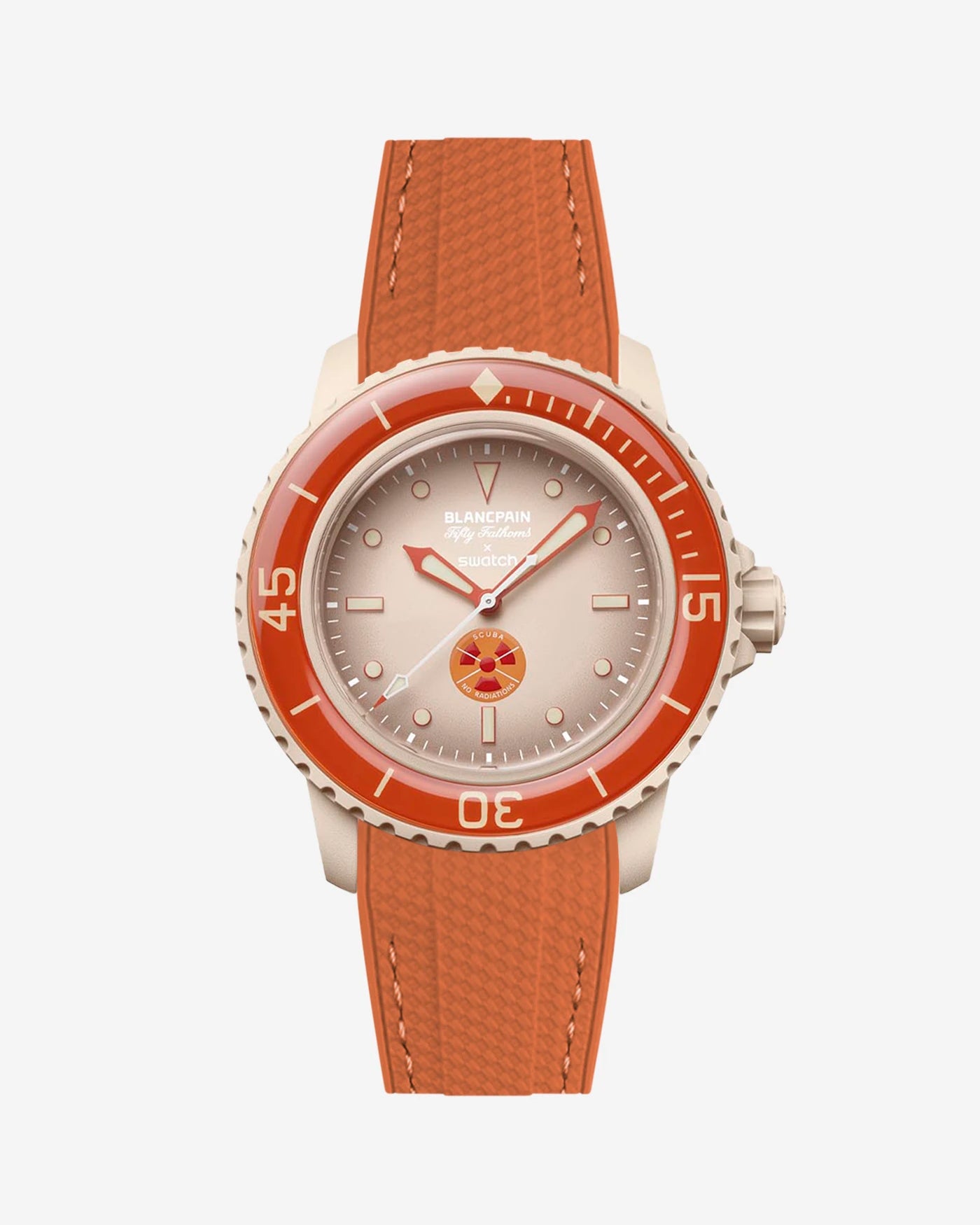 Arctic Red Rubber Strap on Blancpain X Swatch Arctic Ocean