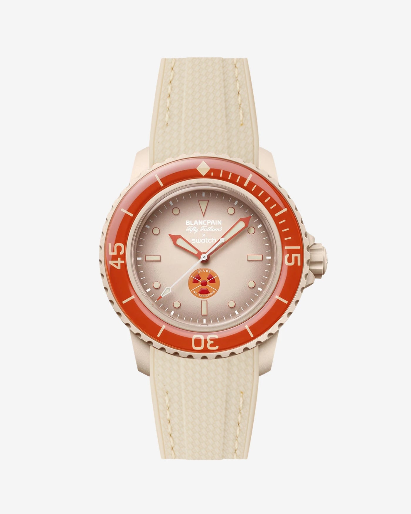 Beige Rubber Strap on Blancpain X Swatch Arctic Ocean