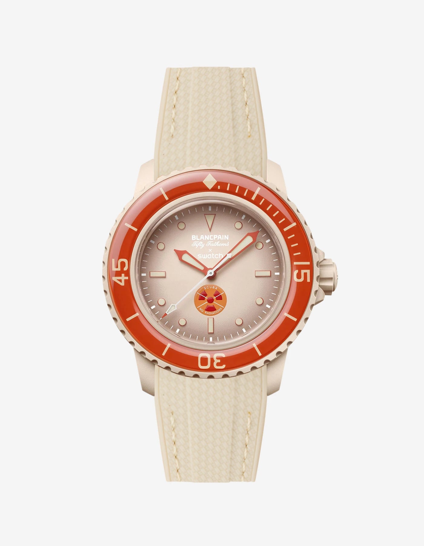 Beige Rubber Strap on Blancpain X Swatch Arctic Ocean