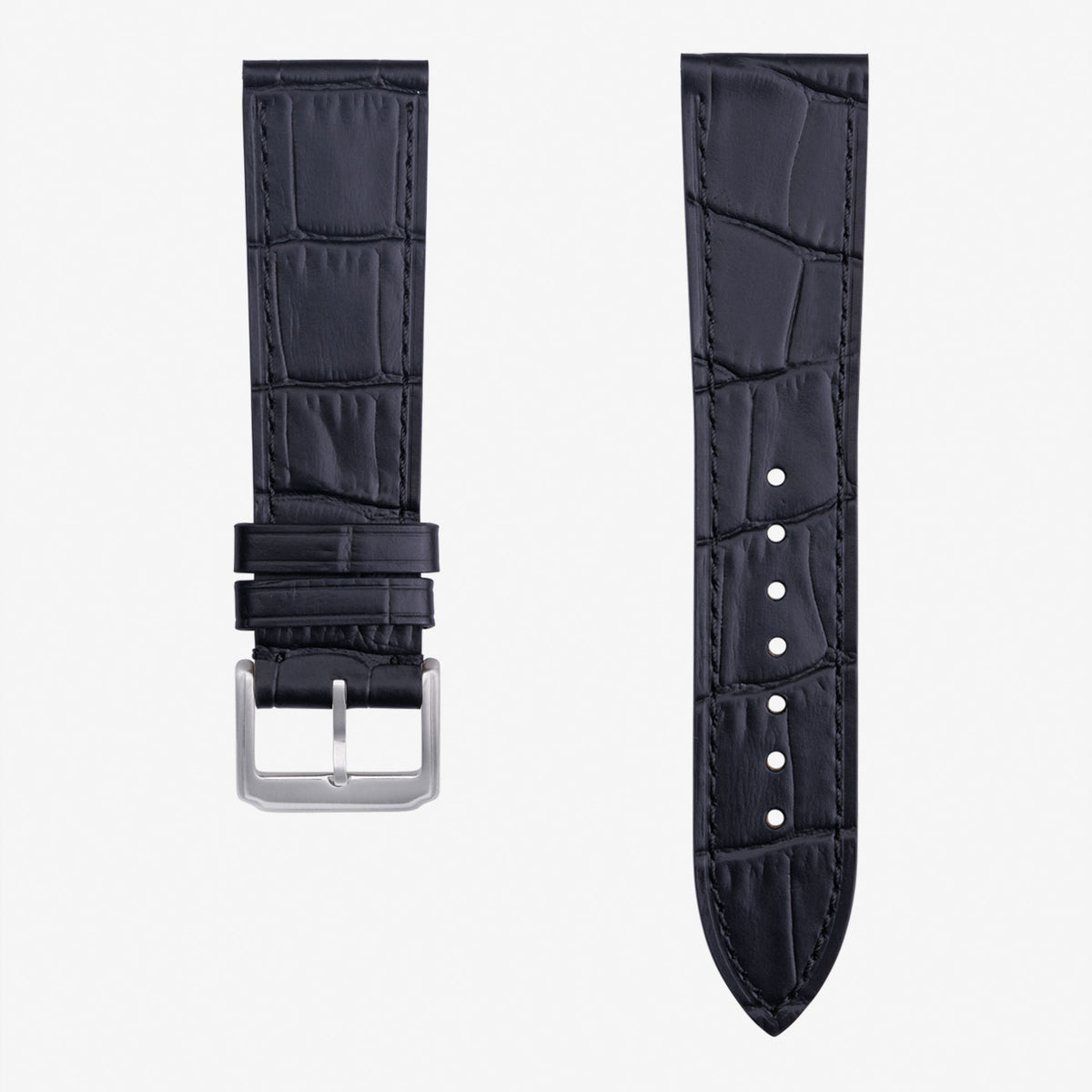 Bracelet De Montre HERMÈS En Cuir D'alligator Noir - Largeur 18mm (18x14mm), Occasion