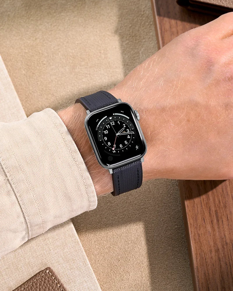 Black Rubber Apple Watch Band on wrist
