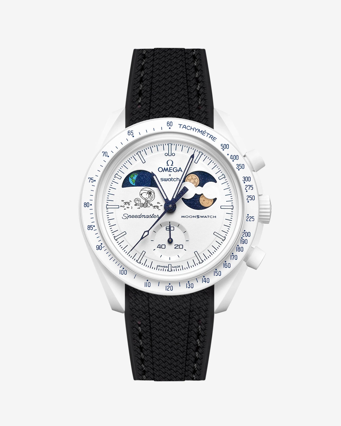 Black rubber strap on Moonswatch Moonshine Gold Cold Moon