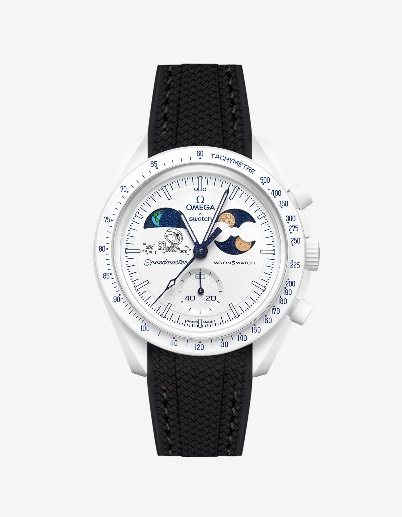 Black rubber strap on Moonswatch Moonshine Gold Cold Moon