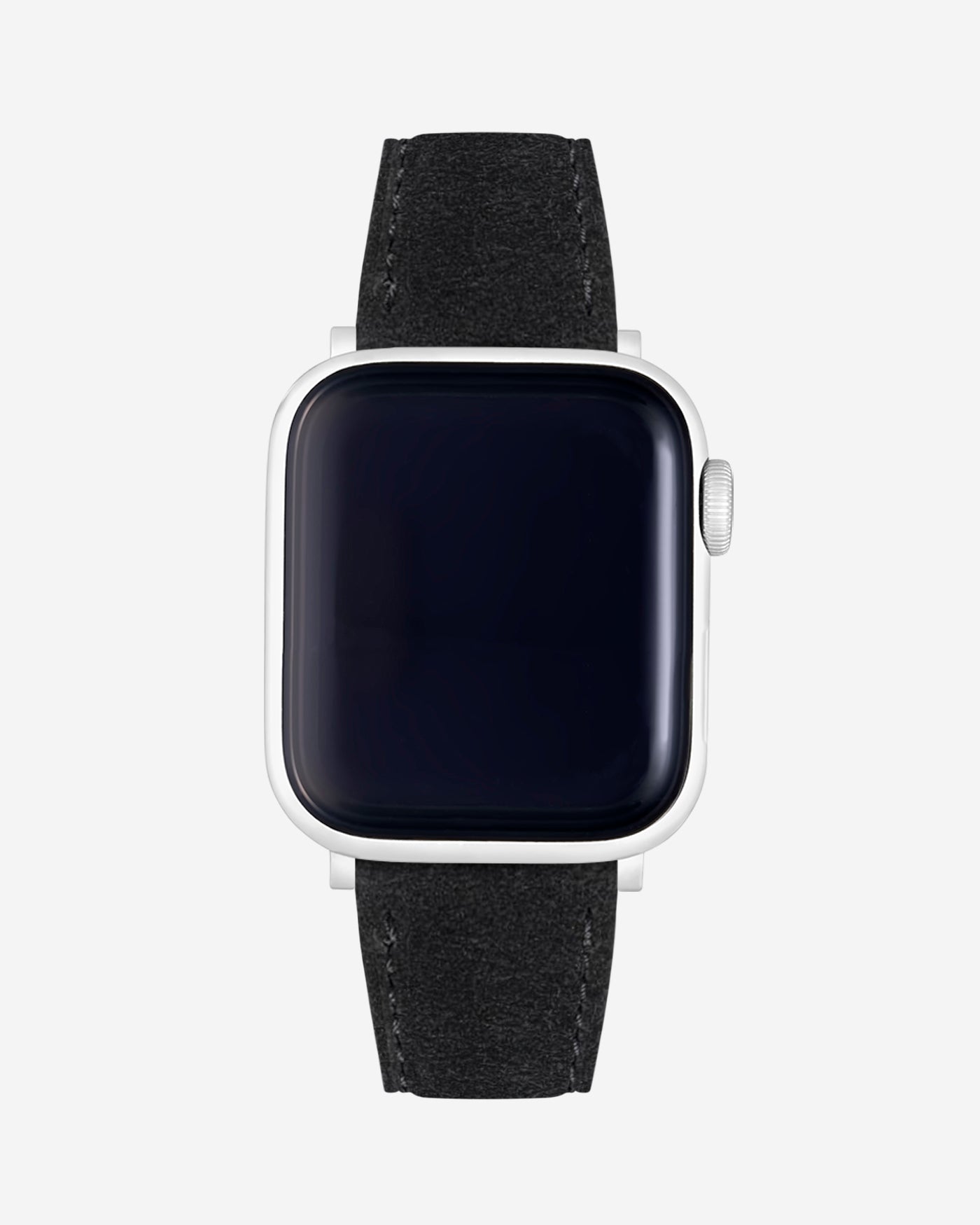 Black suede Leather Apple Watch Band on Watch – Classic & Elegant Design