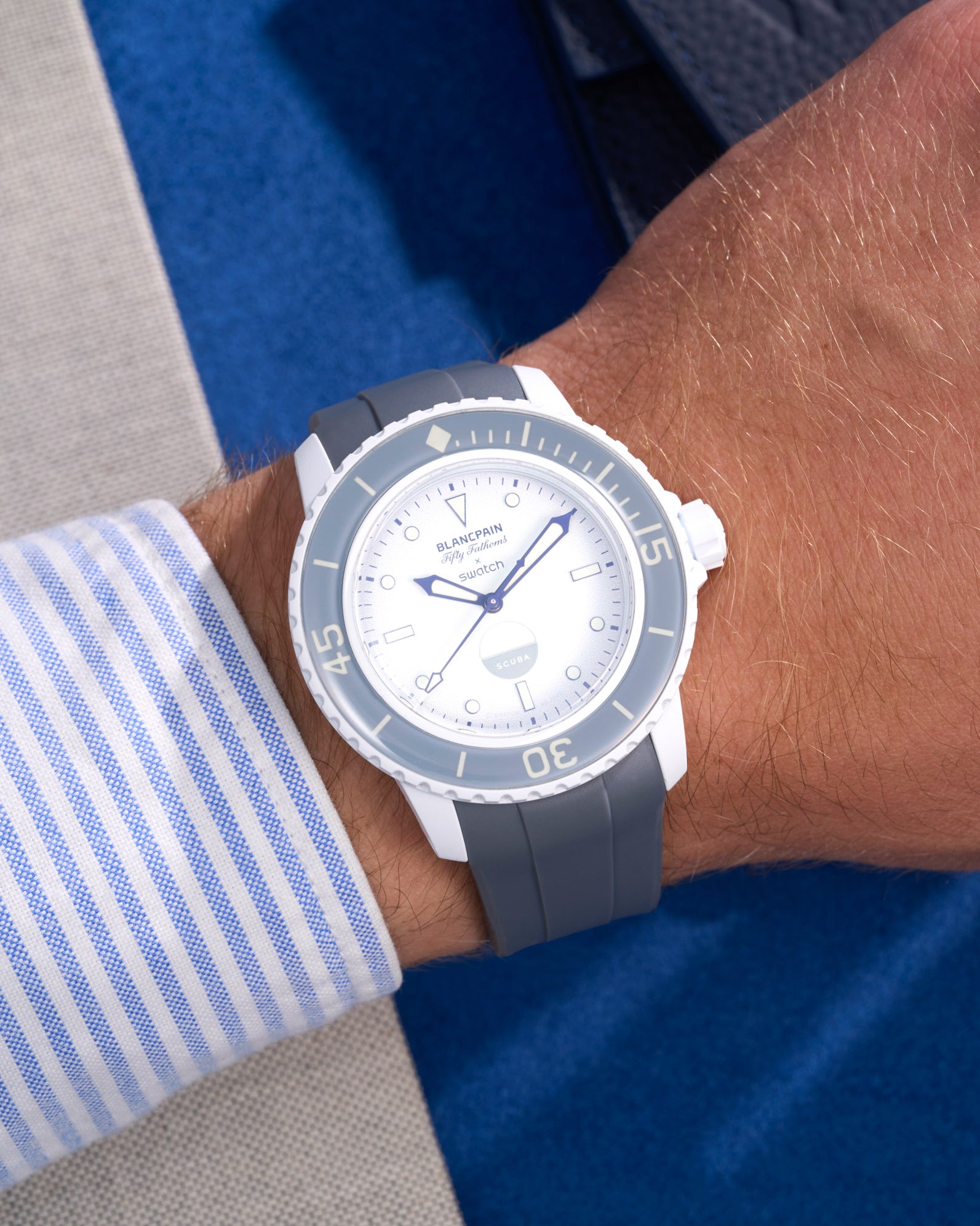 Blancpain X Swatch Bioceramic Scuba FIFTY FATHOMS rubber watch strap, Antarctic Ocean 22mm, white, watchstrap, watch strap weiß, Uhrenarmband, Armbanduhrband bianco, cinturino orologio, cinturino, blanc, bracelet de montre,vit, klockarmband, armbandsurband, hvid, urrem, rem wristbuddys wristbuddies wristbuddy wrist buddys