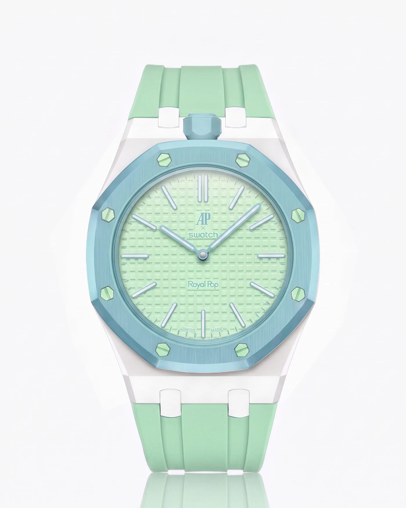 combo::white::rubber-strap-for-ap-x-swatch-royal-pop-mint