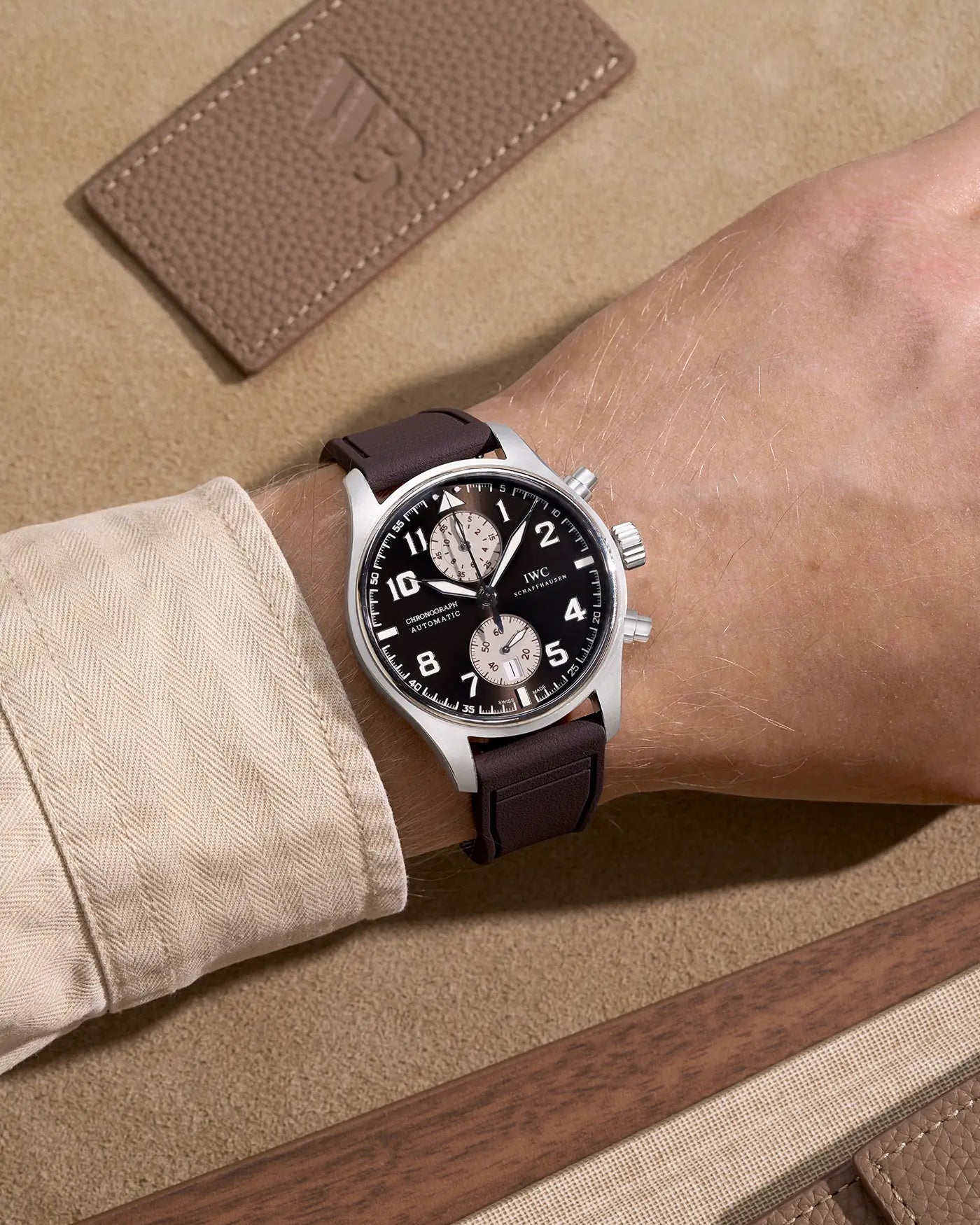 IWC watch with rubber strap on wrist – stylish and modern design