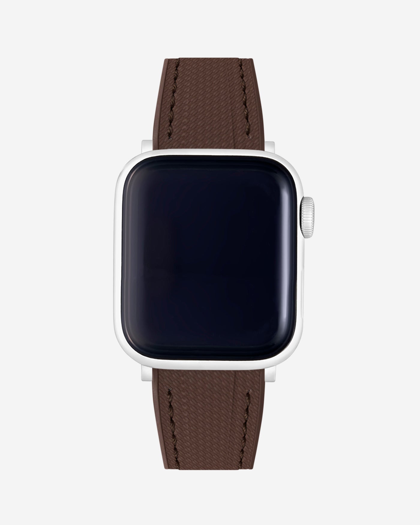 Premium lightweight Brown rubber Apple Watch Band on watch