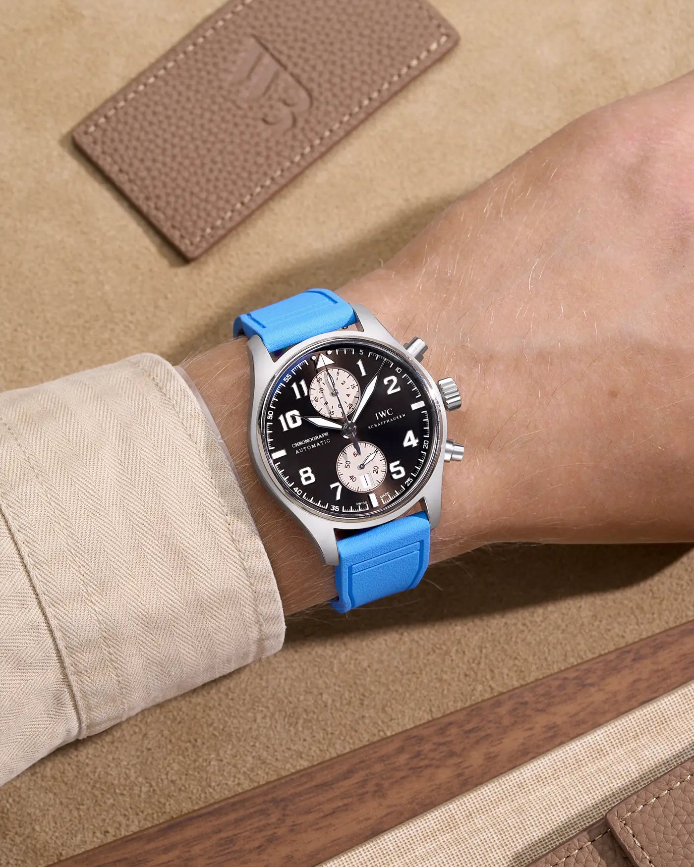 Premium rubber watch band on wrist – durable, stylish, and perfect fit for IWC watches