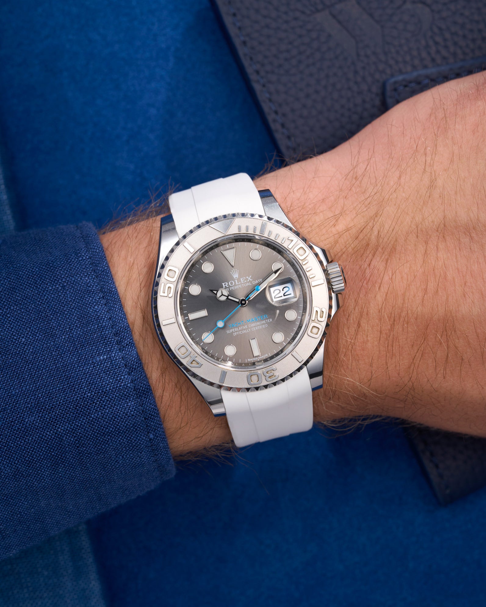 Wristbuddys Wristbuddy Klockarmband klockband rubberstrap rubber strap black svart black buckle clasp integrated premium rubber rubber straps integrated yacht-master 2 YM40 YM 2 rolex yachtamster 2 116622 yachmaster rolex blue dial grey dial Watch Strap watch band klockarmband uhrenband uhranarmband