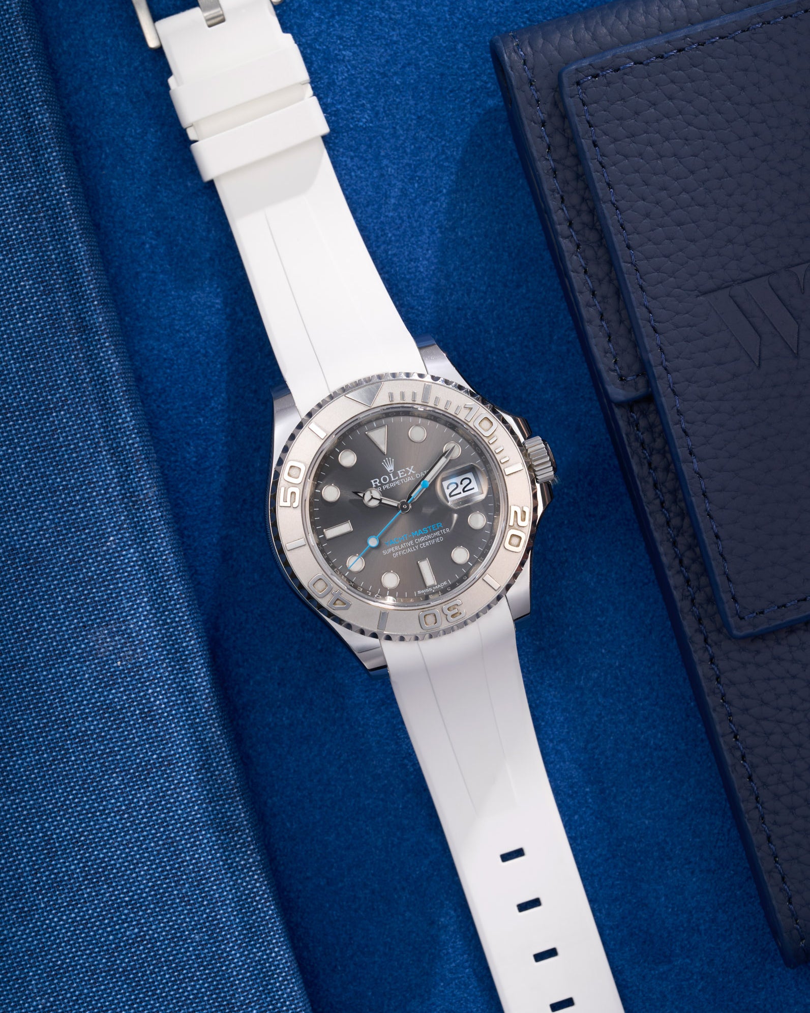 Wristbuddys Wristbuddy Klockarmband klockband rubberstrap rubber strap black svart black buckle clasp integrated premium rubber rubber straps integrated yacht-master 2 YM40 YM 2 rolex yachtamster 2 116622 yachmaster rolex blue dial grey dial Watch Strap watch band klockarmband uhrenband uhranarmband