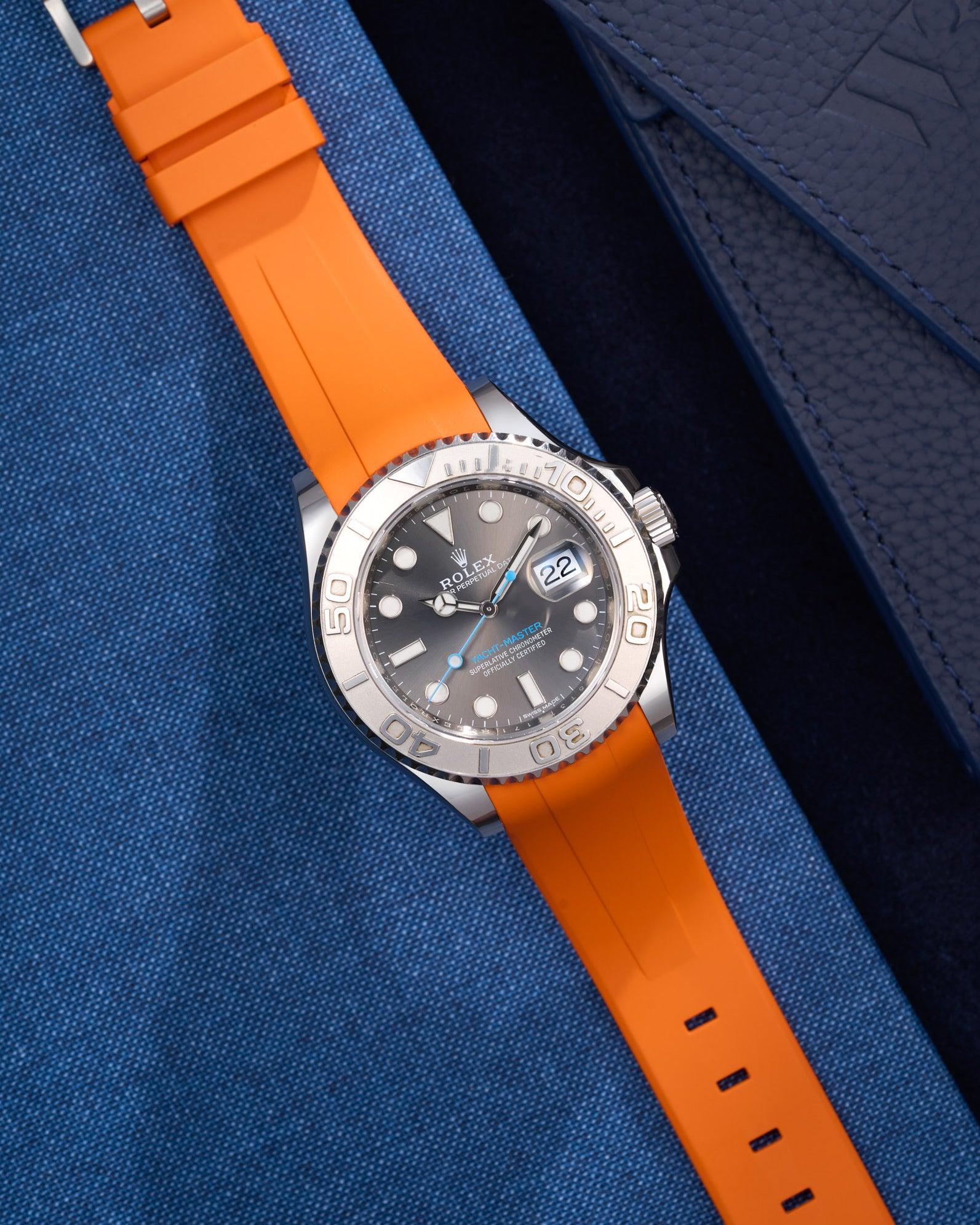 Wristbuddys Wristbuddy Klockarmband klockband rubberstrap rubber strap black svart black buckle clasp integrated premium rubber rubber straps integrated yacht-master 2 YM40 YM 2 rolex yachtamster 2 116622 yachmaster rolex blue dial grey dial Watch Strap watch band klockarmband uhrenband uhranarmband