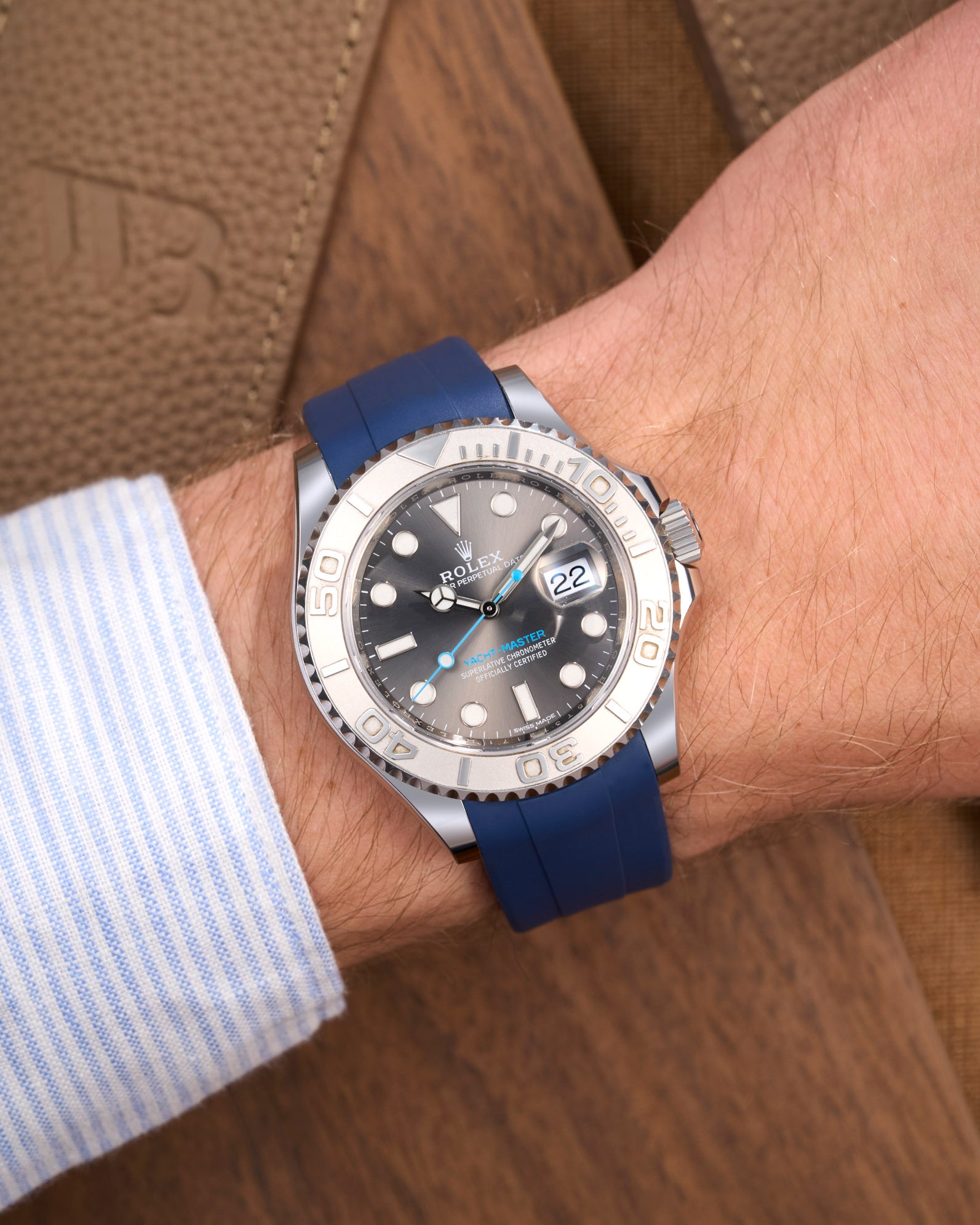 Wristbuddys Wristbuddy Klockarmband klockband rubberstrap rubber strap black svart black buckle clasp integrated premium rubber rubber straps integrated yacht-master 2 YM40 YM 2 rolex yachtamster 2 116622 yachmaster rolex blue dial grey dial Watch Strap watch band klockarmband uhrenband uhranarmband
