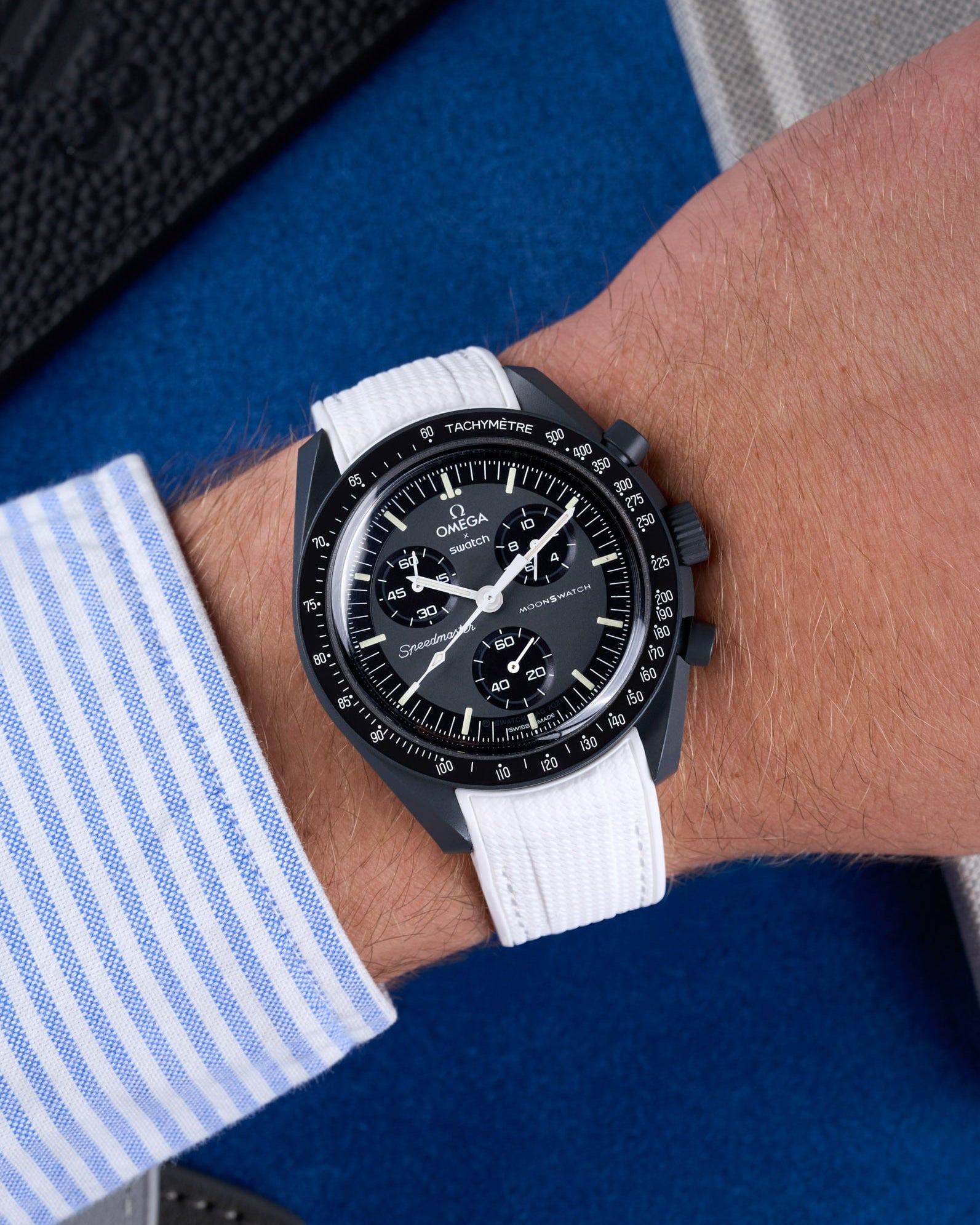 Omega X Swatch MoonSwatch Mission to Jupiter Moonwatch Speedmaster Professional Wristbuddys Wristbuddy Klockarmband klockband rubberstrap rubber strap straps for Mission to Mercury, mission to moon, moonswatches best rubber intergrated mission to moon mercury intergrated uhrenband bracelet Urrem bracelet de montre cinturino per orologio cinturino dell'orologio horlogeband correa de reloj Uhrenarmband Uhrarmband black schwartz svart negro