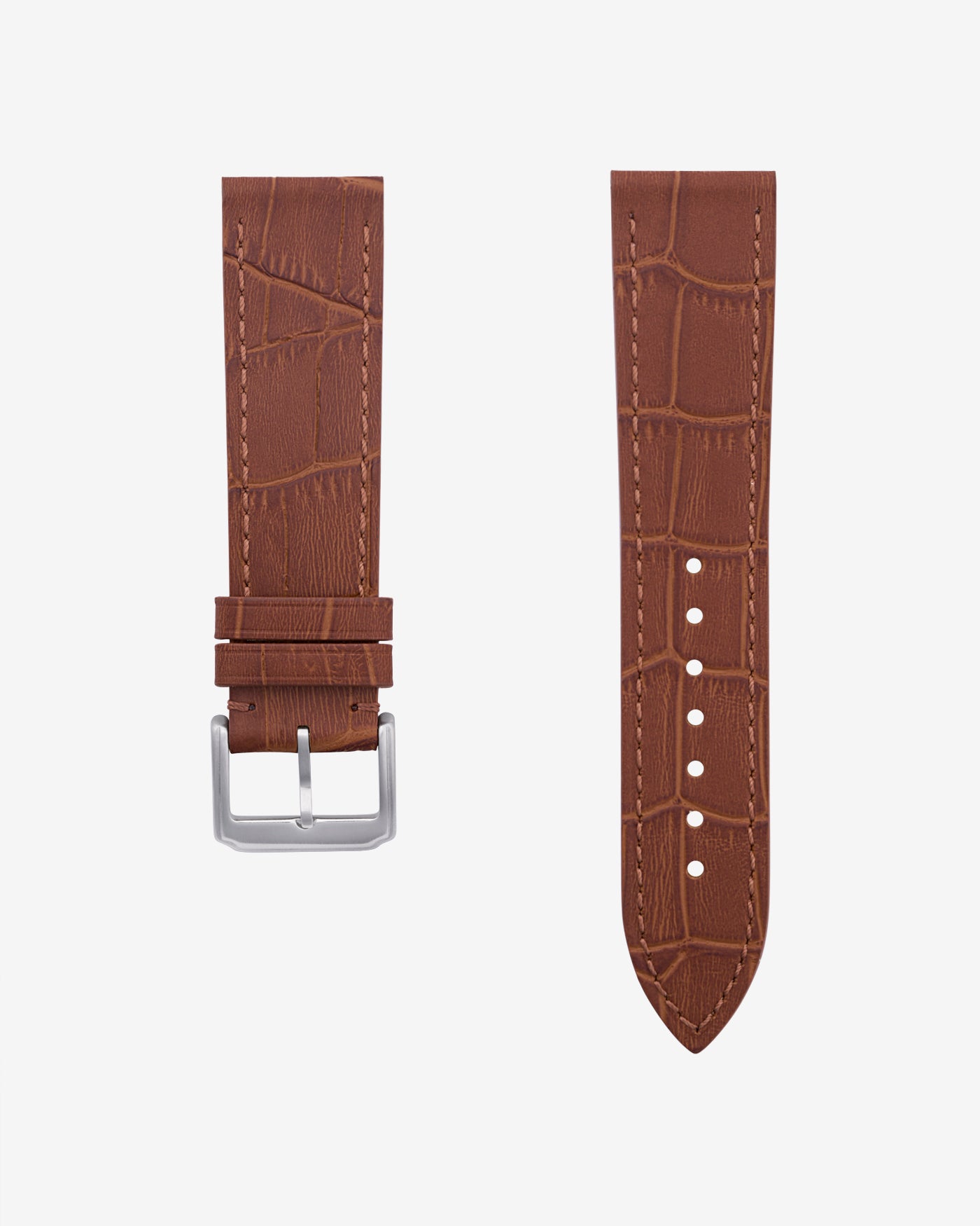 Brown Embossed Alligator Leather Straps for Cartier Tank Must Large, product image on white background