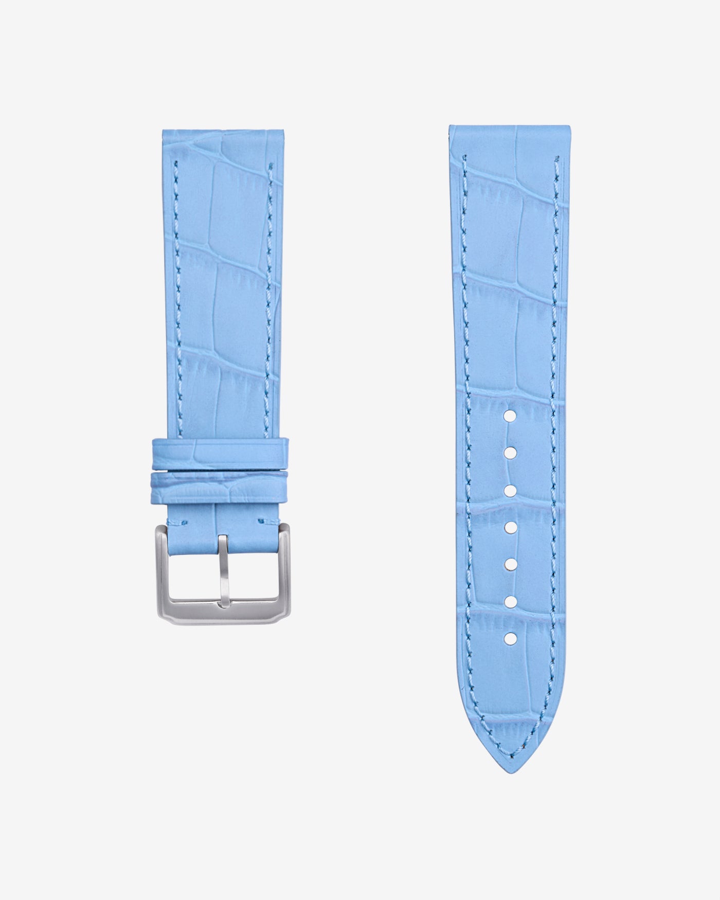 Sky Blue Embossed Alligator Leather Straps for Cartier Tank Must Large, product image on white background