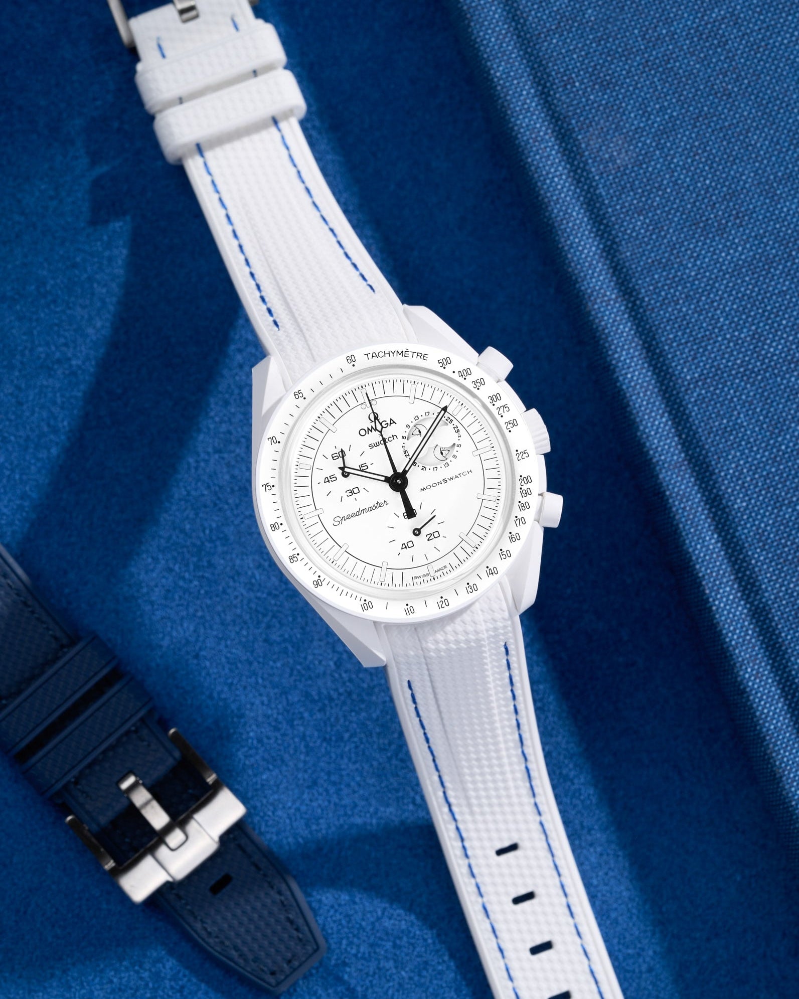 Omega X Swatch MoonSwatch Mission to the moonphase new moon full moon Moonwatch Speedmaster Professional Wristbuddys Wristbuddy Klockarmband klockband rubberstrap rubber strap straps for Mission to Mercury, mission to moon, moonswatches best rubber intergrated mission to moon mercury intergrated uhrenband bracelet Urrem bracelet de montre cinturino per orologio cinturino dell'orologio horlogeband correa de reloj Uhrenarmband Uhrarmband black schwartz svart negro new moonswatch