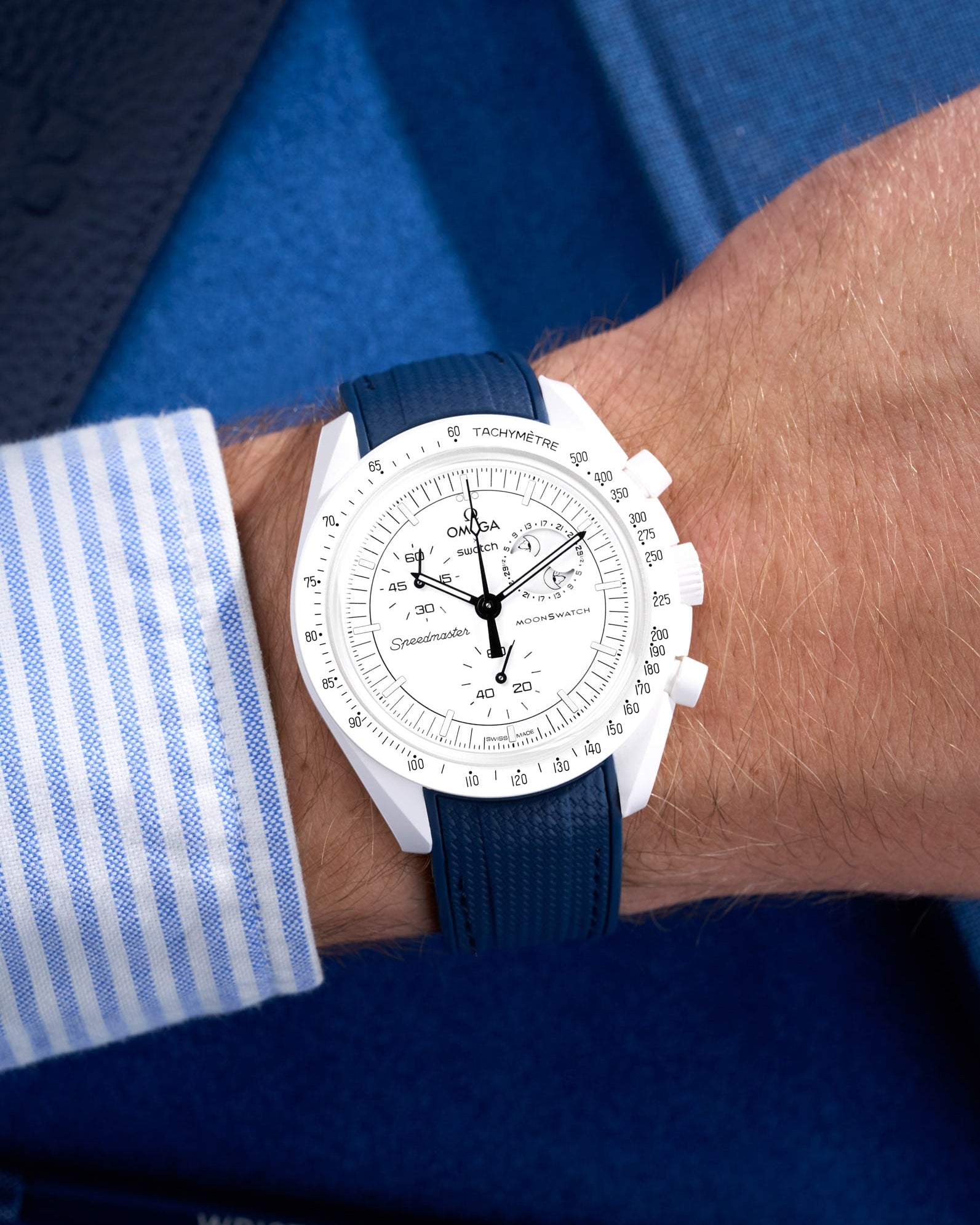 Omega X Swatch MoonSwatch Mission to the moonphase new moon full moon Moonwatch Speedmaster Professional Wristbuddys Wristbuddy Klockarmband klockband rubberstrap rubber strap straps for Mission to Mercury, mission to moon, moonswatches best rubber intergrated mission to moon mercury intergrated uhrenband bracelet Urrem bracelet de montre cinturino per orologio cinturino dell'orologio horlogeband correa de reloj Uhrenarmband Uhrarmband black schwartz svart negro new moonswatch