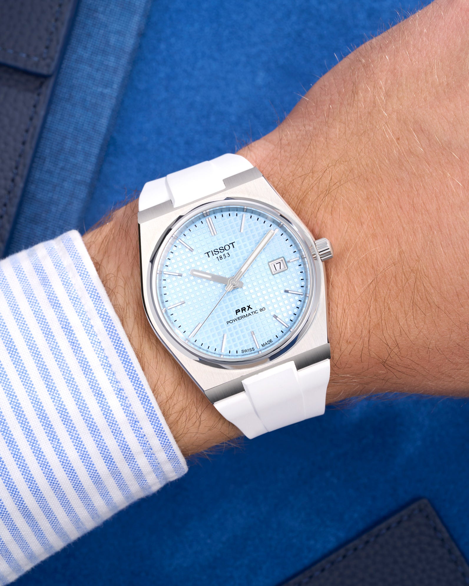 tissot prx straps powermatic 80 rubber perfect fit straps for tissot prx replacement Bracelet alternatives Aftermarket bands Custom straps Wristband choices Rubber band collection upgrades High-quality bands Watch accessories Strap Watchband 40mm T137.407.11.051.00 automatic ice blue isblå isblau best watch under 1000 USD