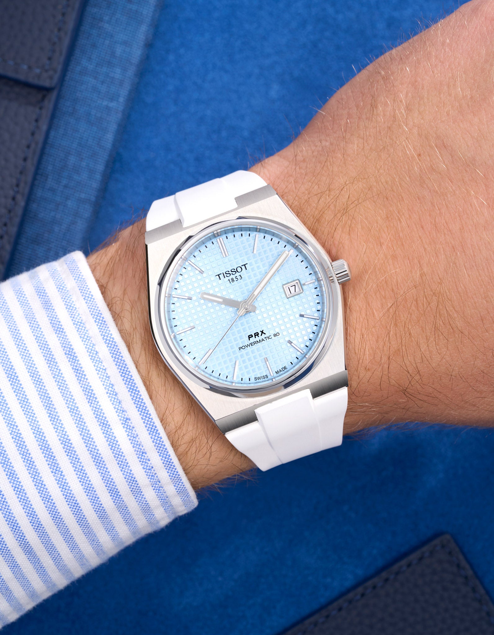 tissot prx straps powermatic 80 rubber perfect fit straps for tissot prx replacement Bracelet alternatives Aftermarket bands Custom straps Wristband choices Rubber band collection upgrades High-quality bands Watch accessories Strap Watchband 40mm T137.407.11.051.00 automatic ice blue isblå isblau best watch under 1000 USD