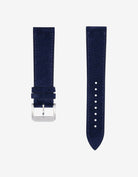 Dark blue suede leather strap for Omega X Swatch Mission to Neptune – product image showing both strap parts