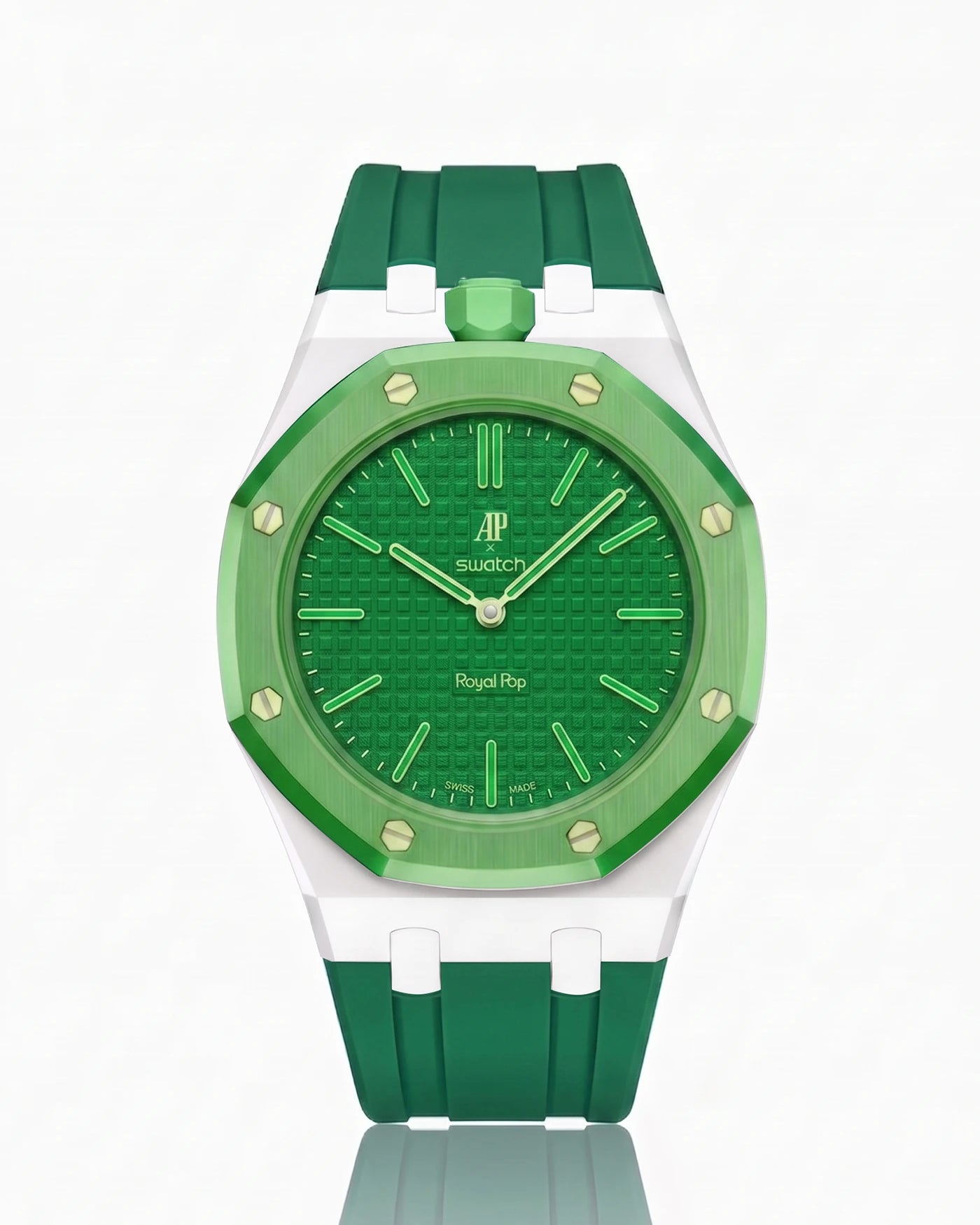combo::white::rubber-strap-for-ap-x-swatch-royal-pop-green