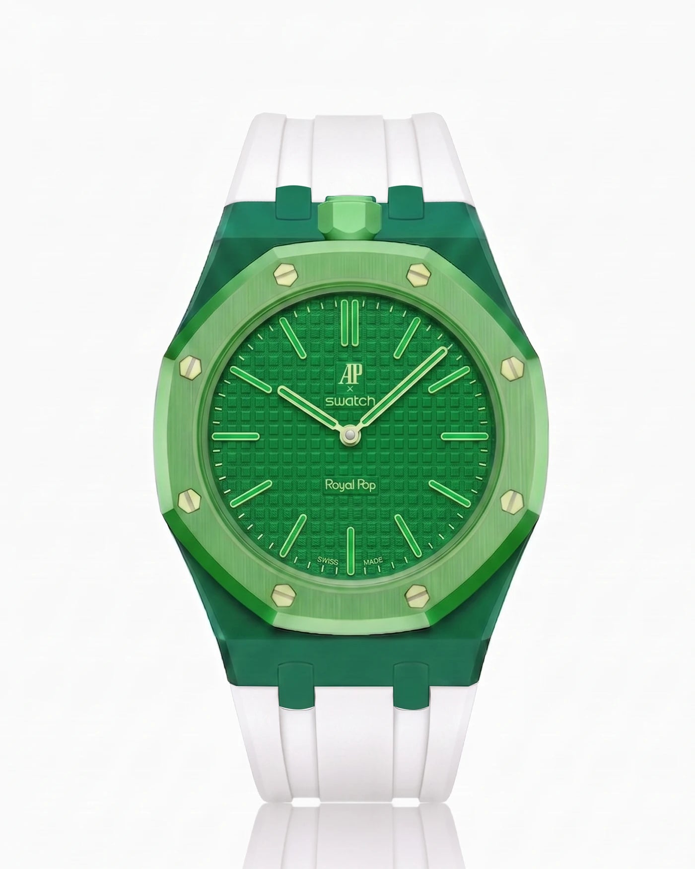 combo::green::rubber-strap-for-ap-x-swatch-royal-pop-white