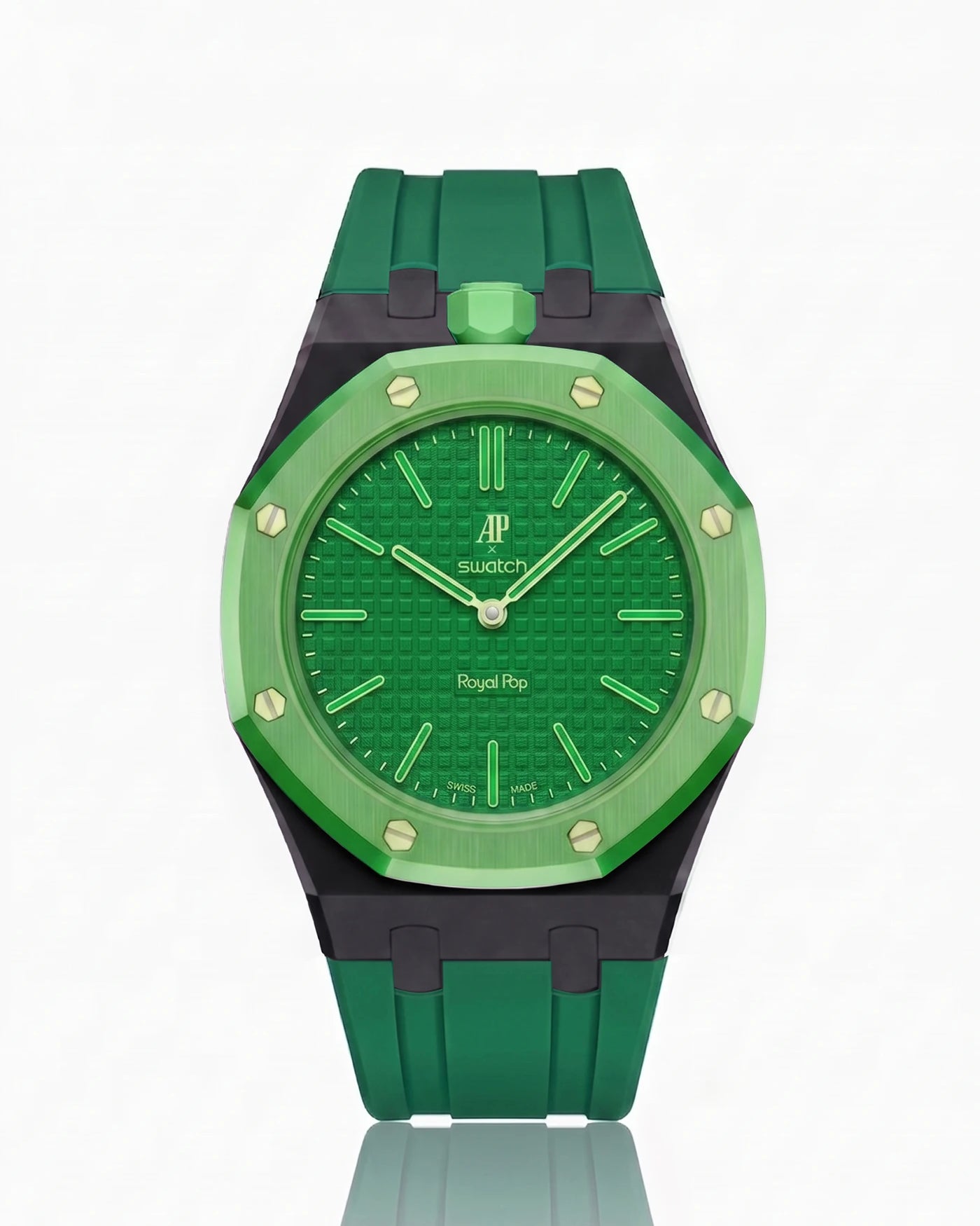 combo::black::rubber-strap-for-ap-x-swatch-royal-pop-green