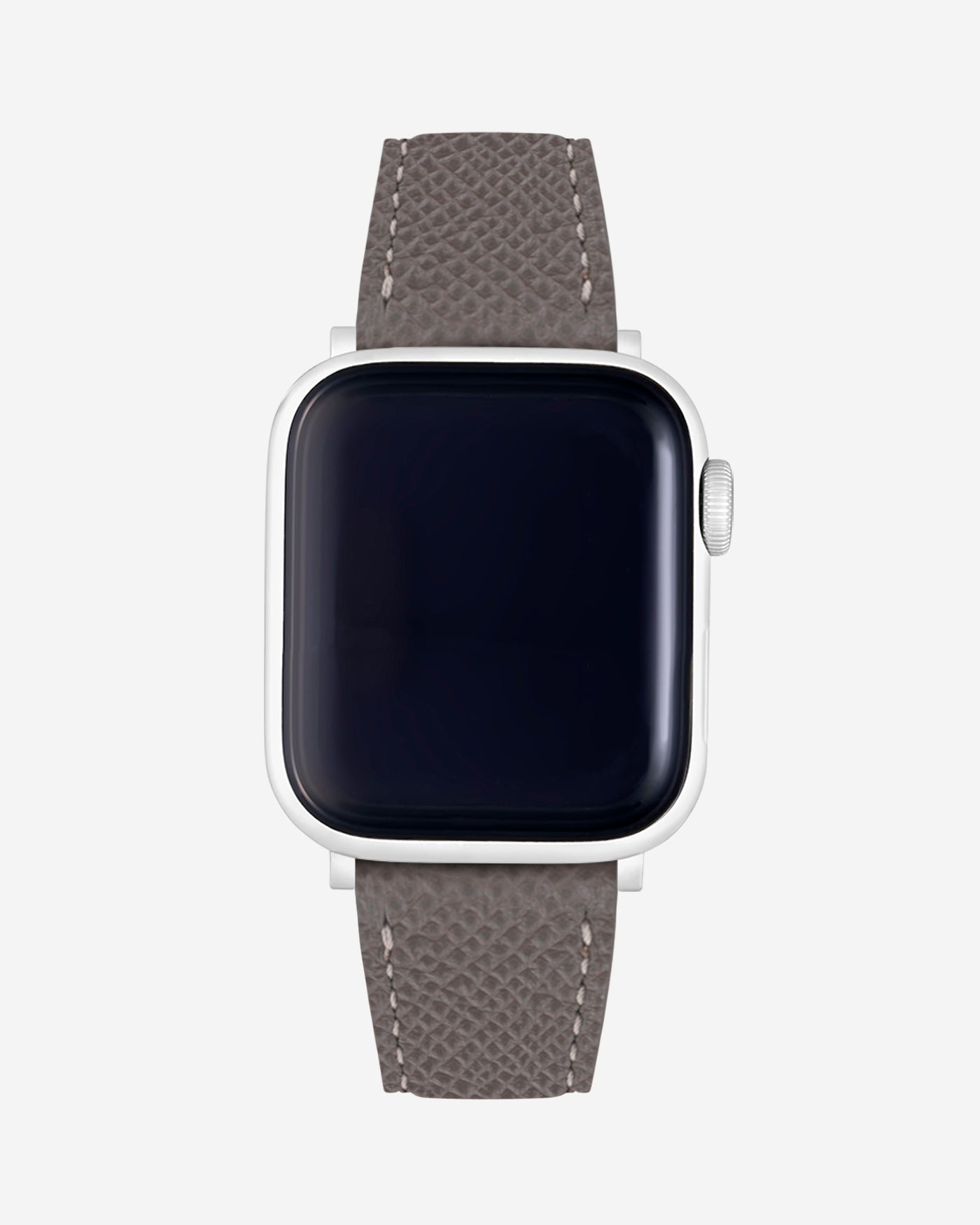 Grey Epsom Leather Apple Watch Band on Watch – Premium Craftsmanship & Secure Fit