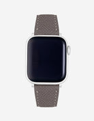 Grey Epsom Leather Apple Watch Band on Watch – Premium Craftsmanship & Secure Fit