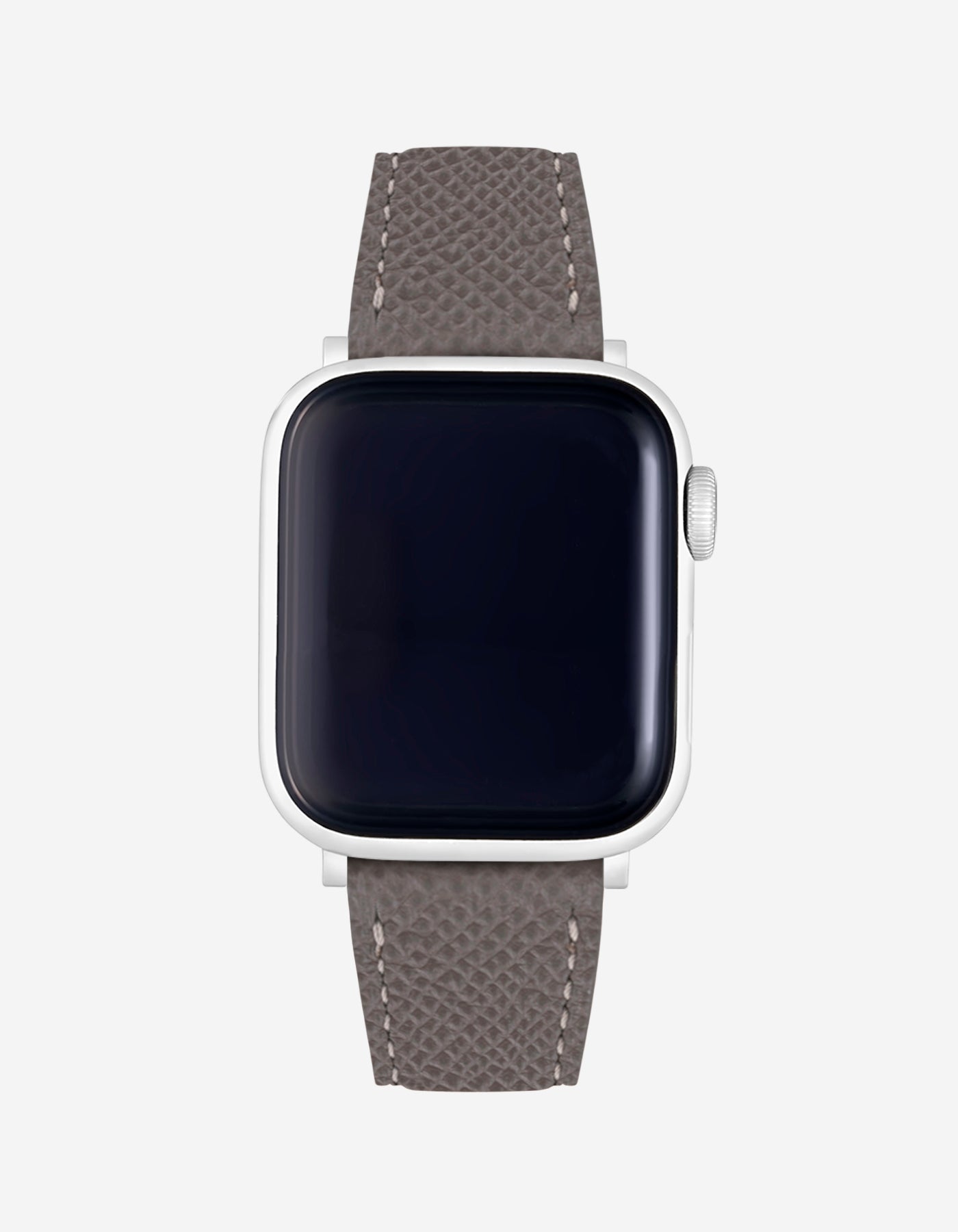 Grey Epsom Leather Apple Watch Band on Watch – Premium Craftsmanship & Secure Fit