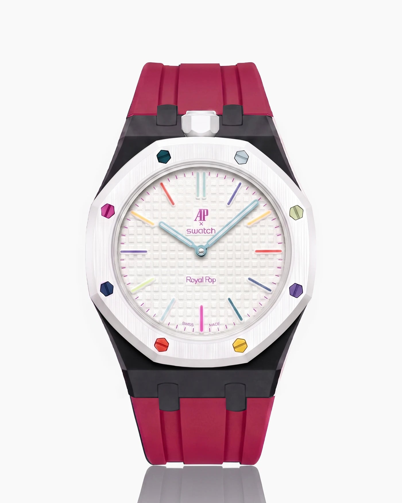 combo::black::rubber-strap-for-ap-x-swatch-royal-pop-dark-pink
