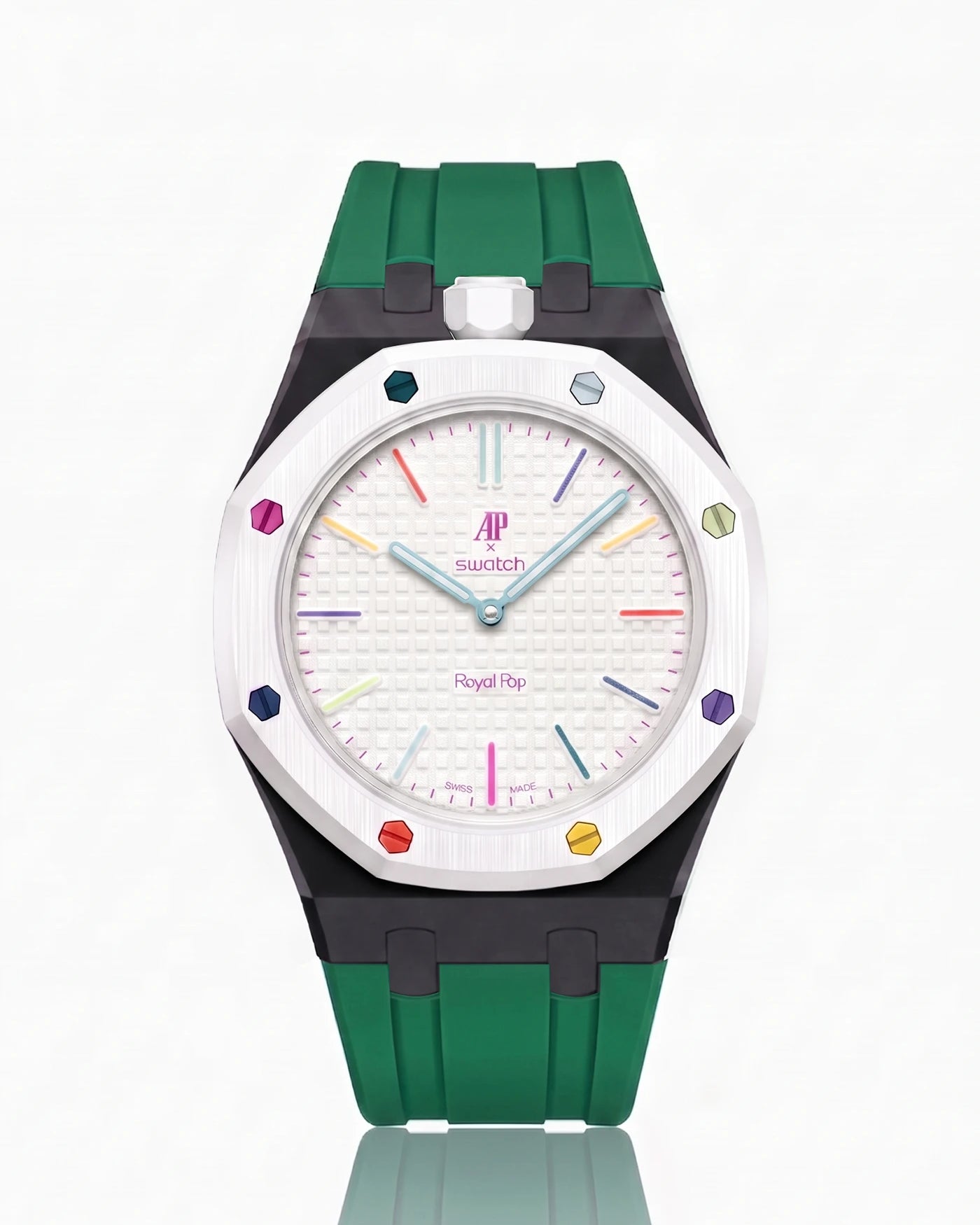 combo::black::rubber-strap-for-ap-x-swatch-royal-pop-green