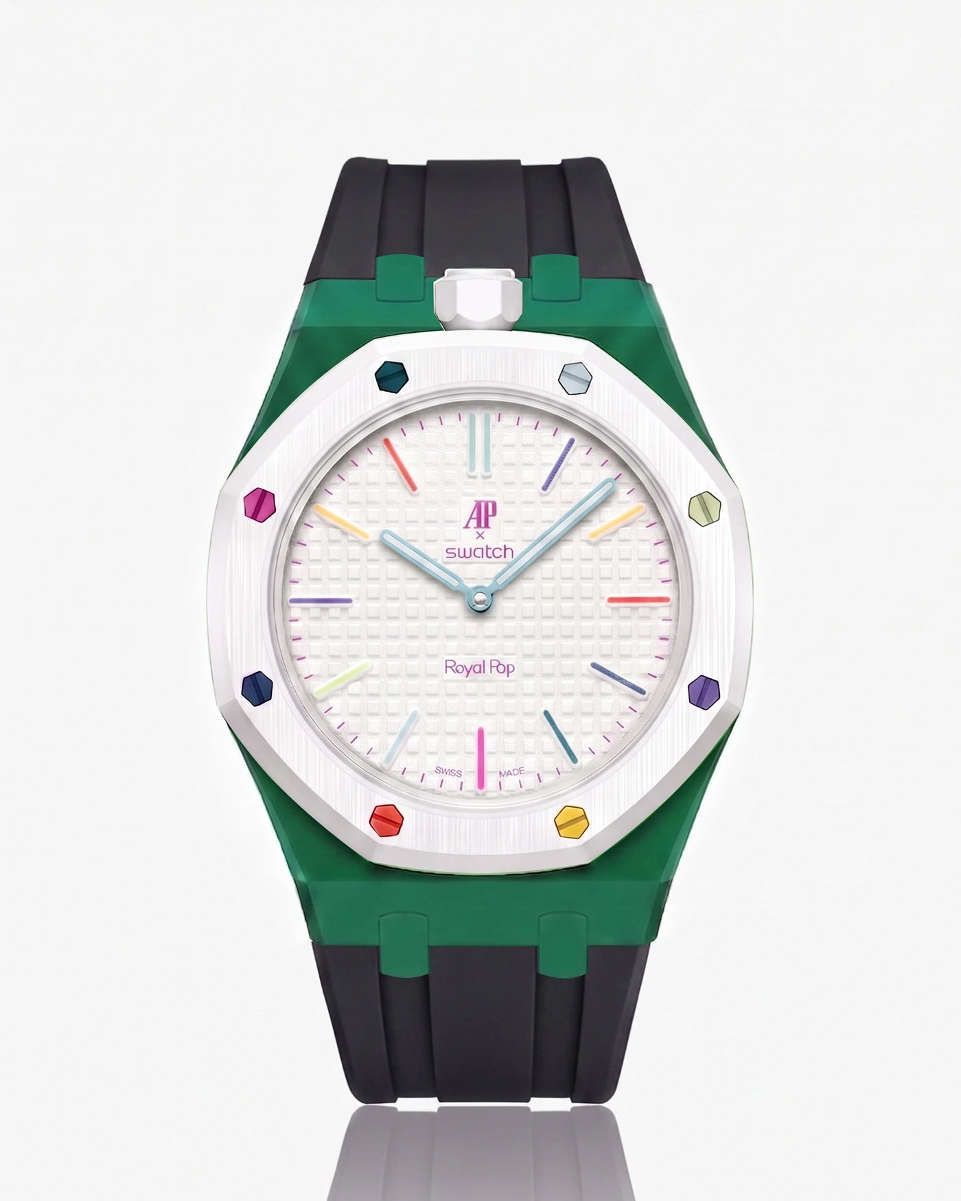 combo::green::rubber-strap-for-ap-x-swatch-royal-pop-black