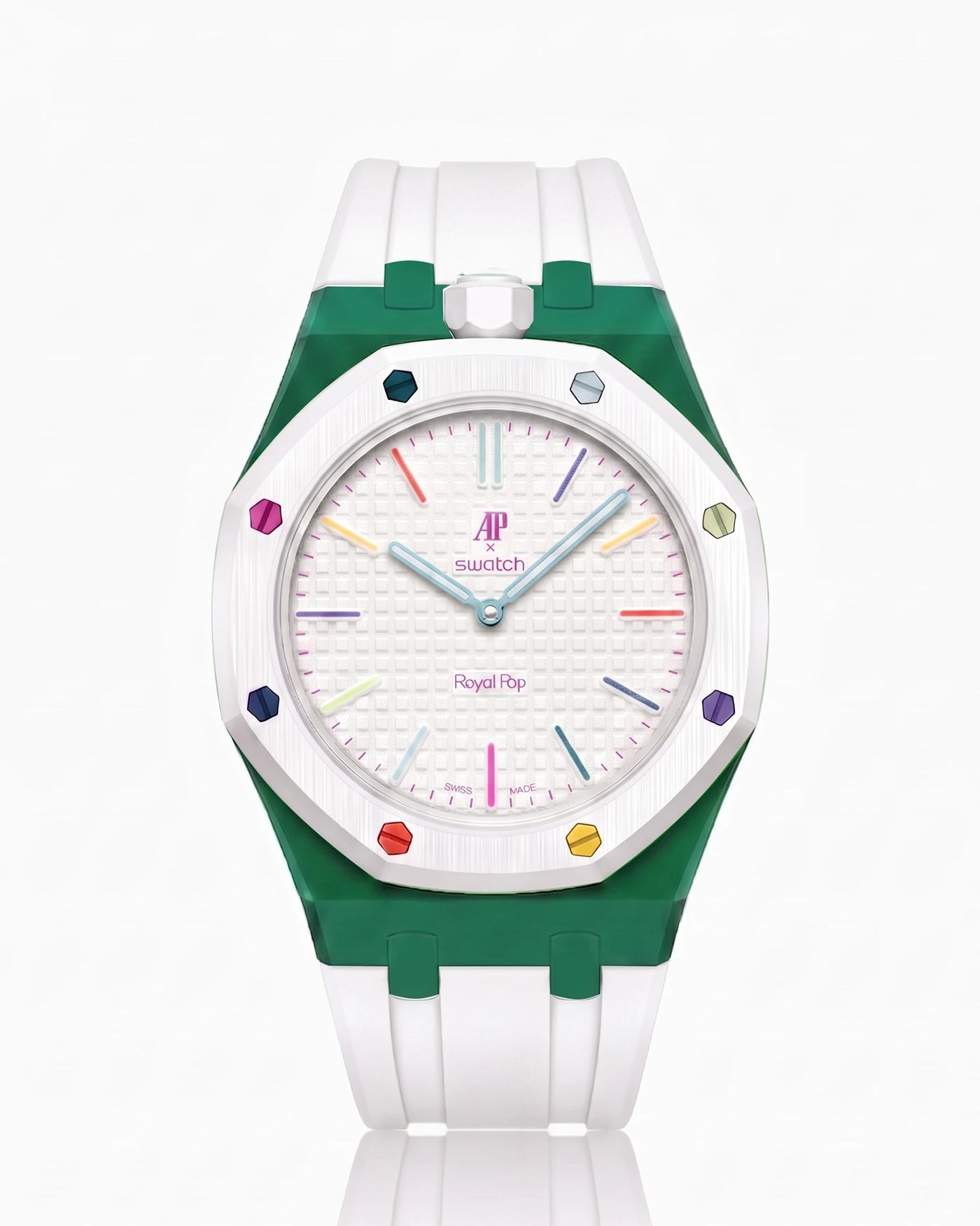 combo::green::rubber-strap-for-ap-x-swatch-royal-pop-white