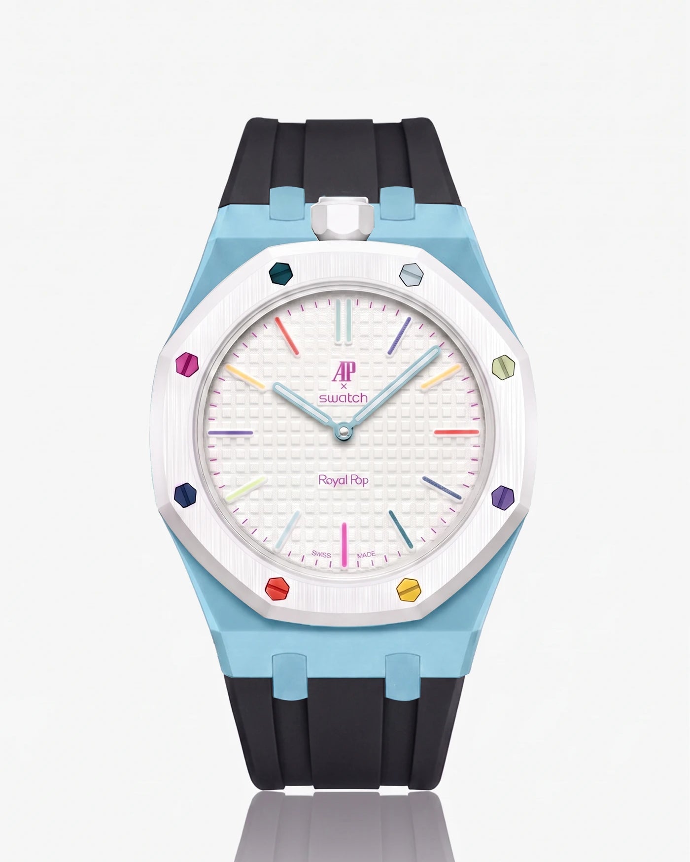 combo::light-blue::rubber-strap-for-ap-x-swatch-royal-pop-black