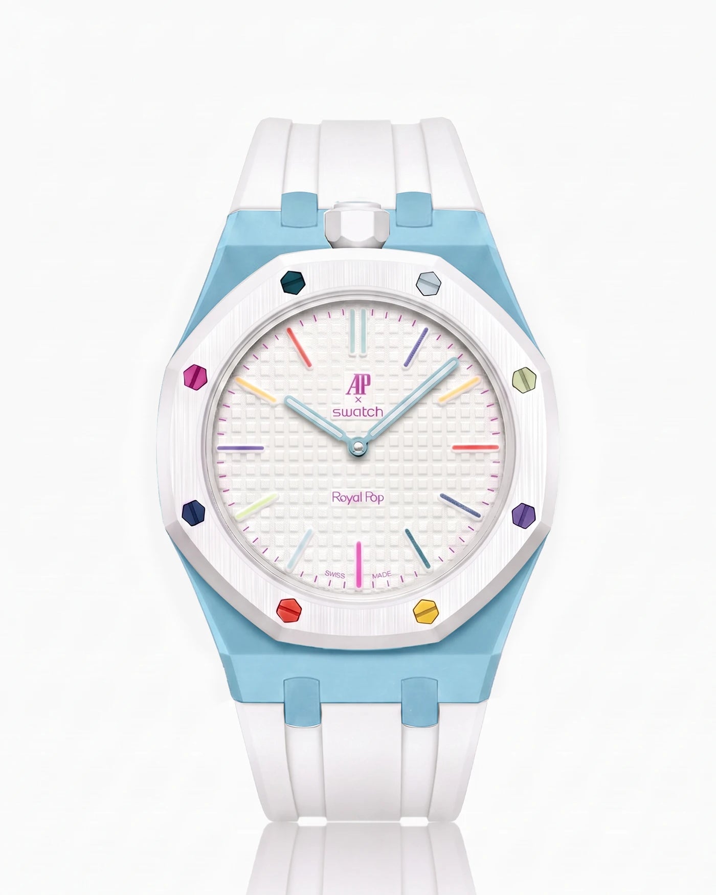 combo::light-blue::rubber-strap-for-ap-x-swatch-royal-pop-white