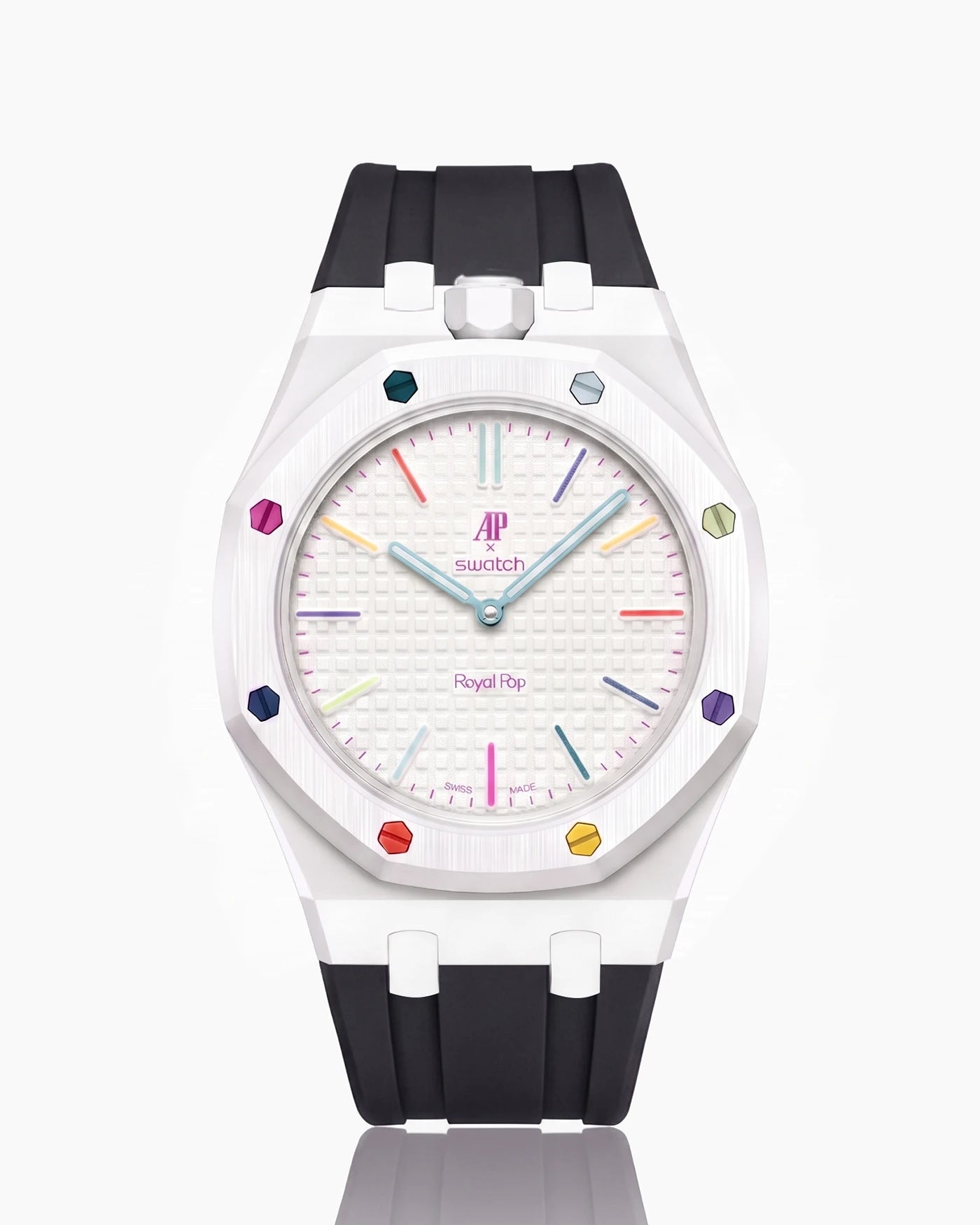combo::white::rubber-strap-for-ap-x-swatch-royal-pop-black