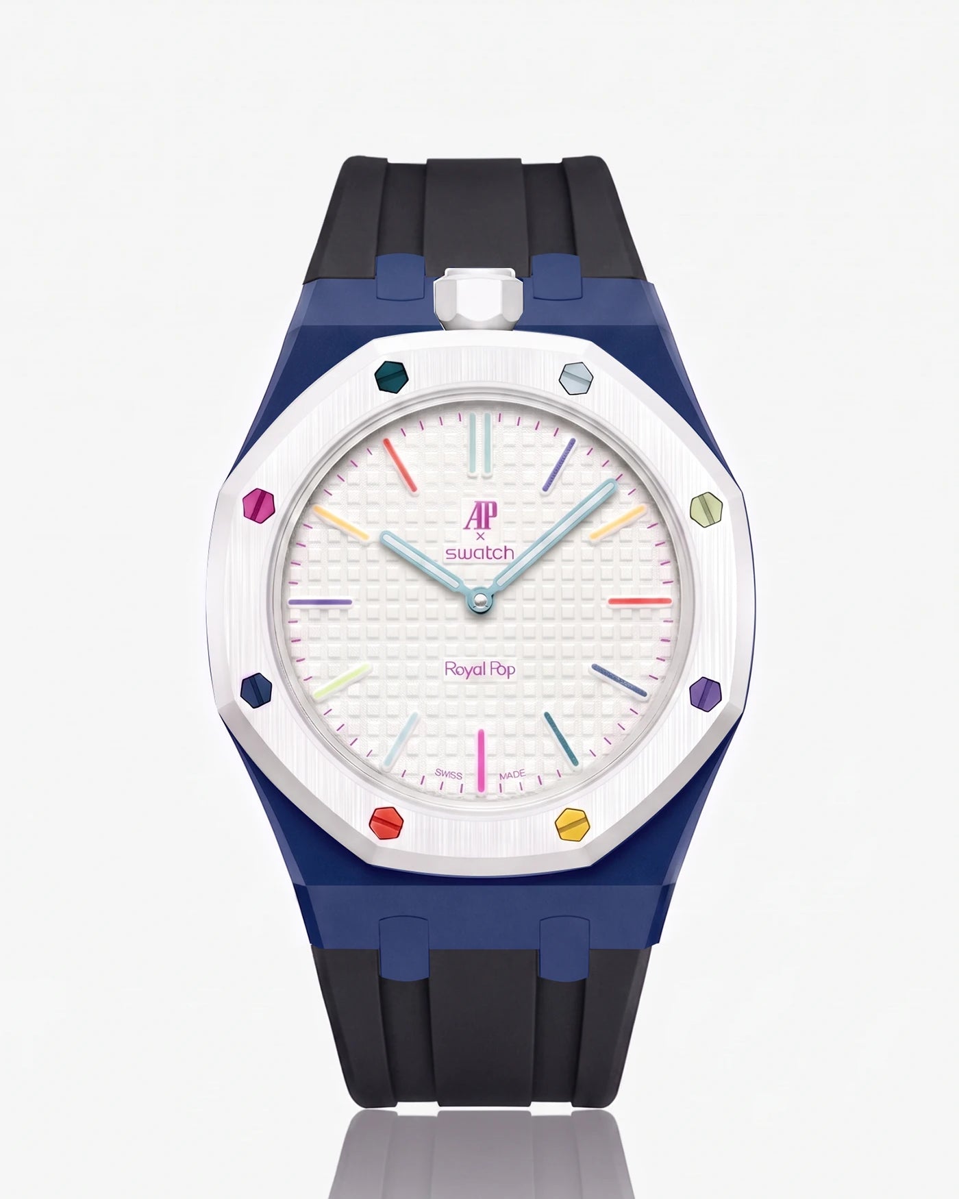 combo::navy-blue::rubber-strap-for-ap-x-swatch-royal-pop-black