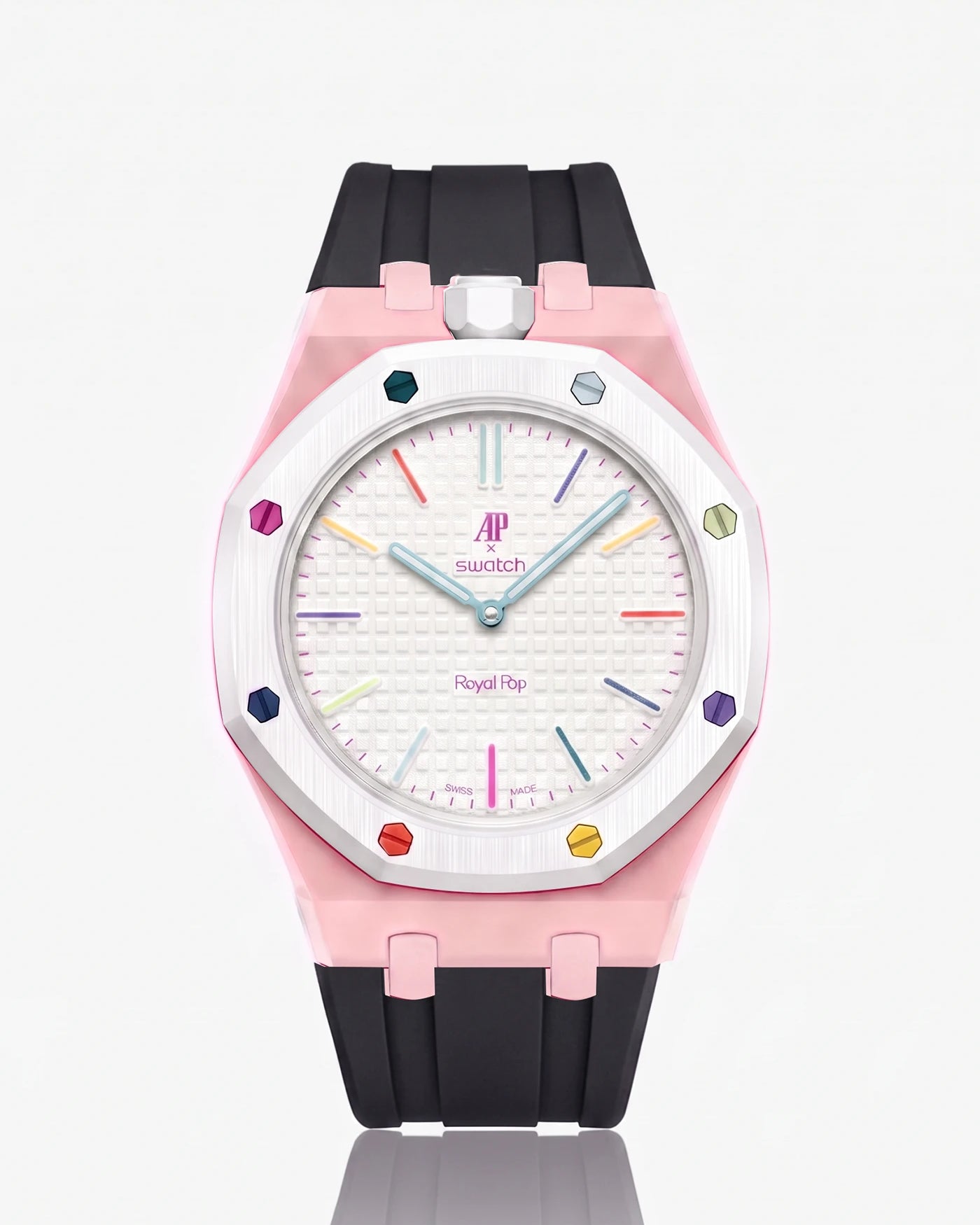 combo::pink::rubber-strap-for-ap-x-swatch-royal-pop-black
