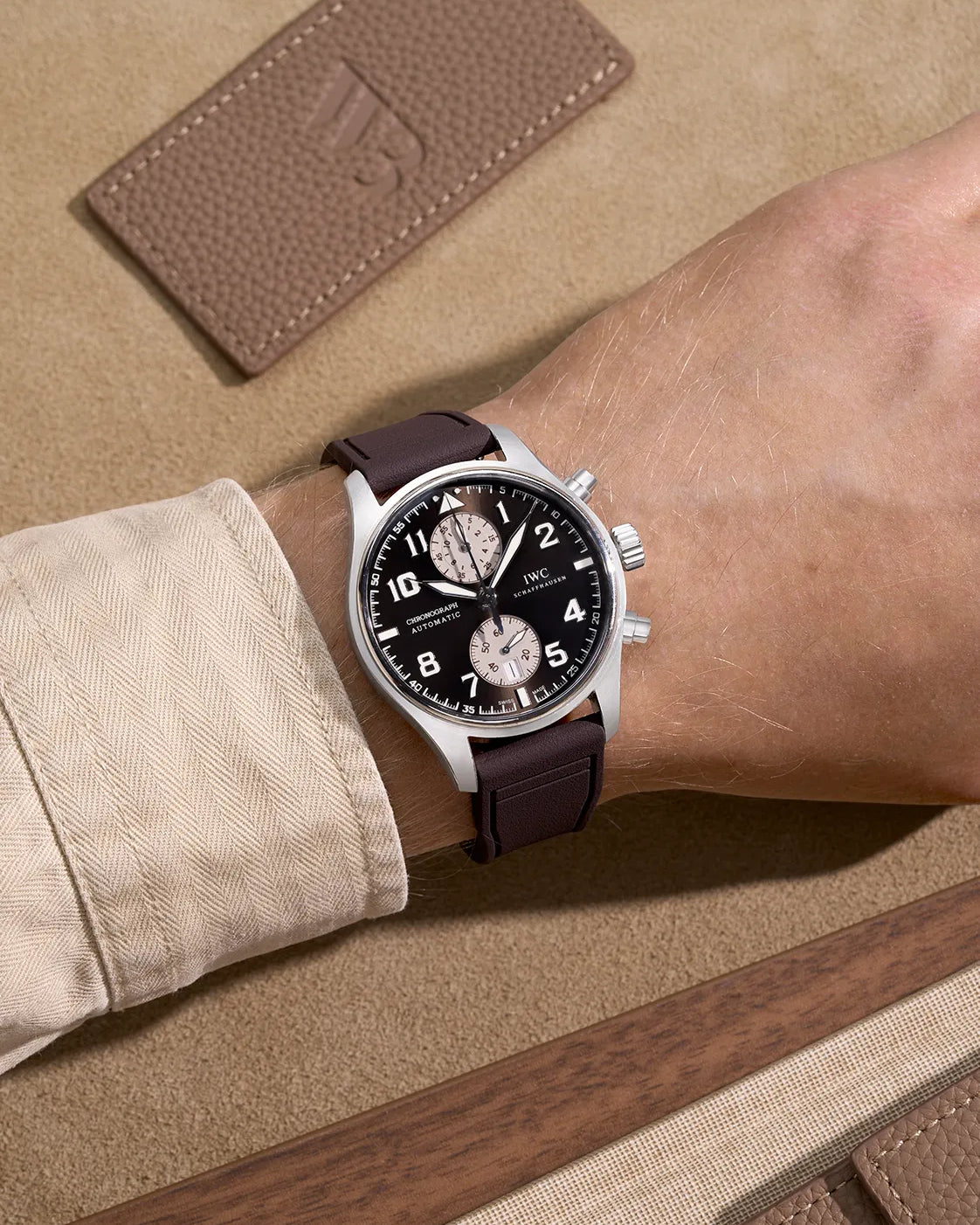 IWC Rubber Strap Brown on IWC Chronograph – Waterproof & Sweat-Resistant
